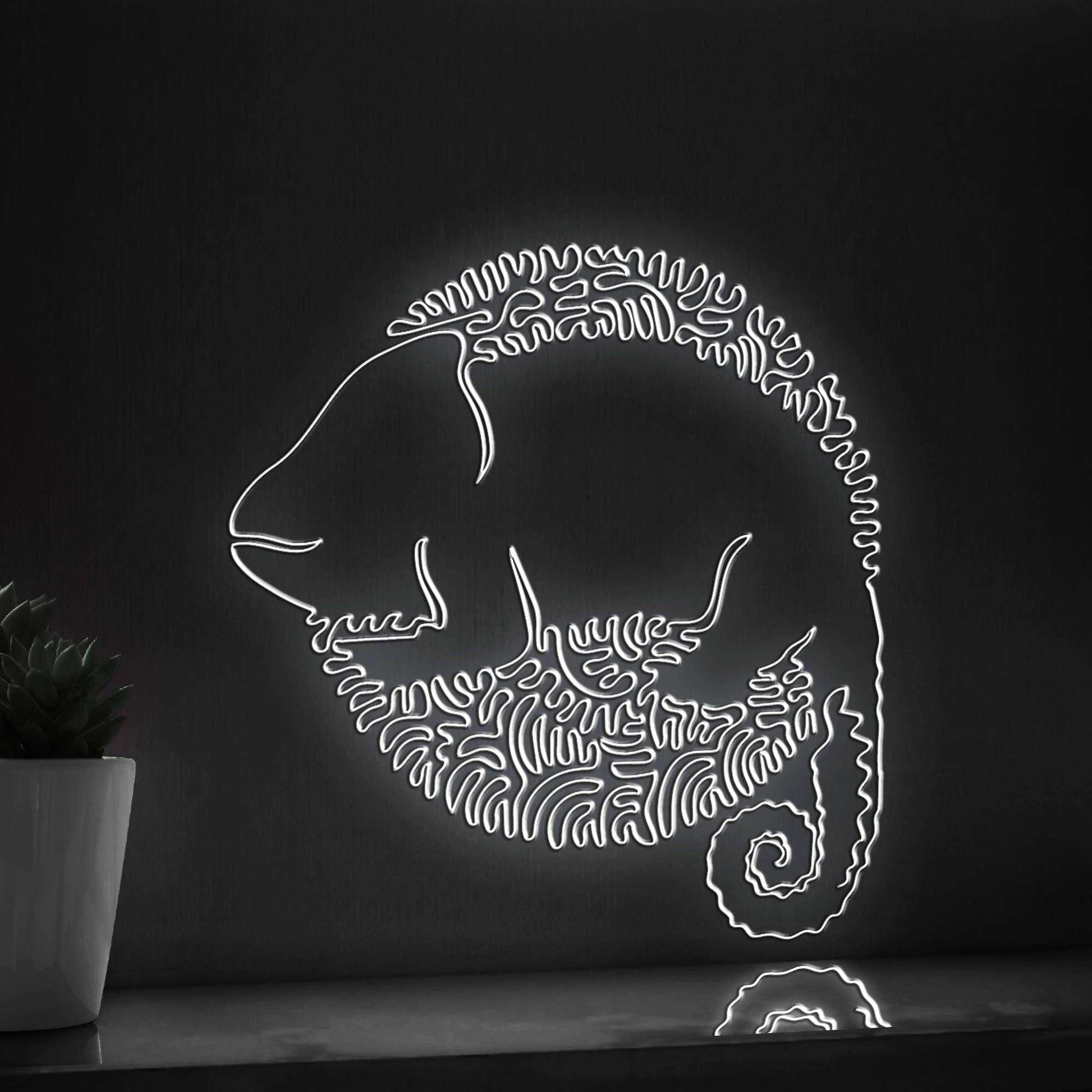 Chameleon One Line EL Wire Neon Sign - Camouflage Lizard Decor - myneonup
