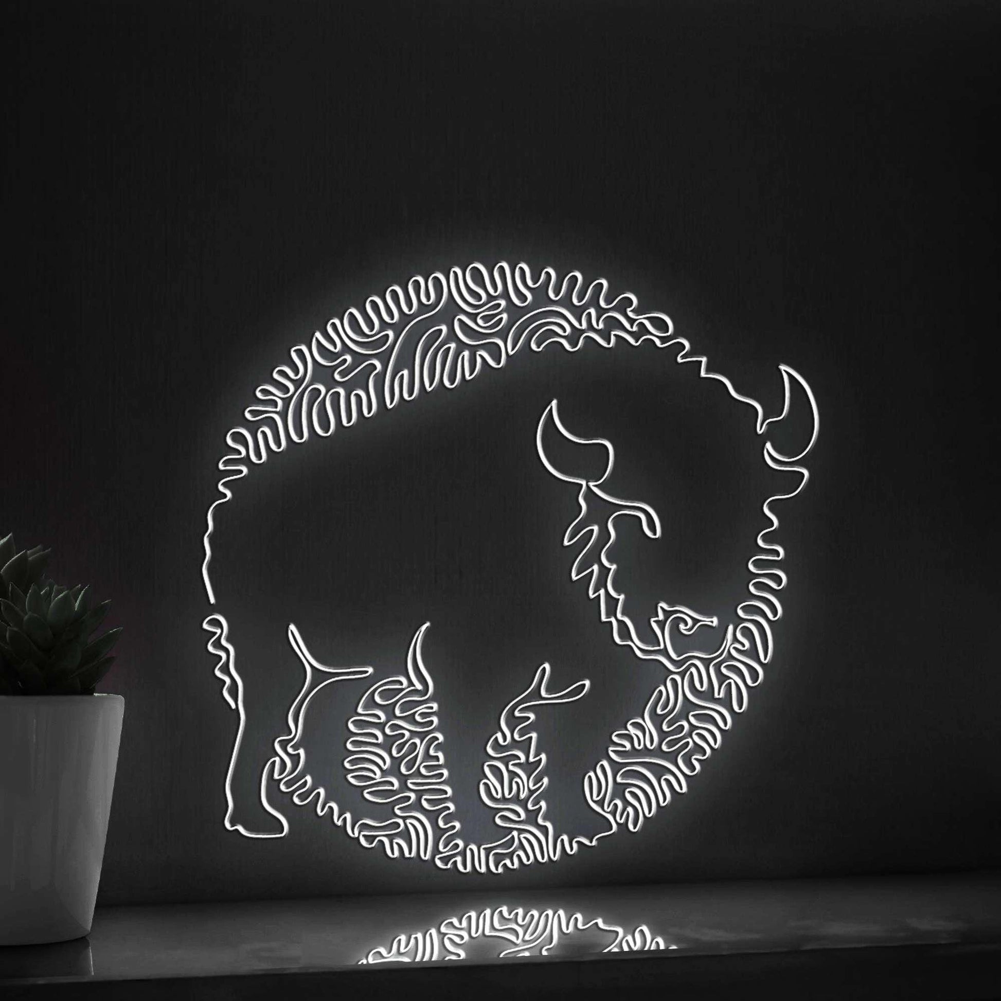 Bison One Line EL Wire Neon Sign - Ideal for Nature Lovers - myneonup