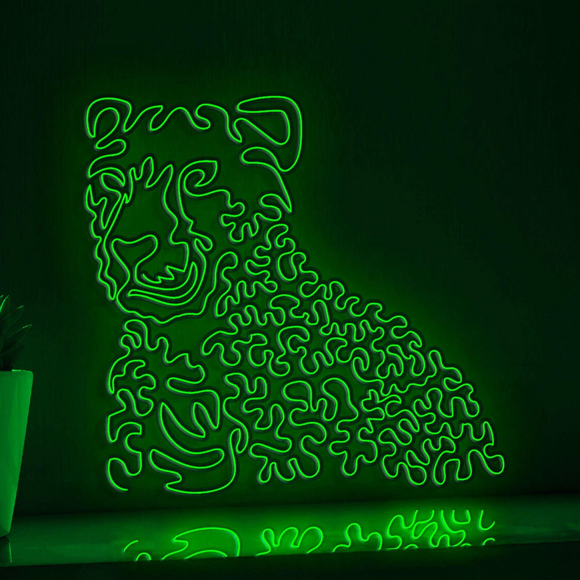Cheetah One Line EL Neon - Eyeing Prey Wall Art - myneonup