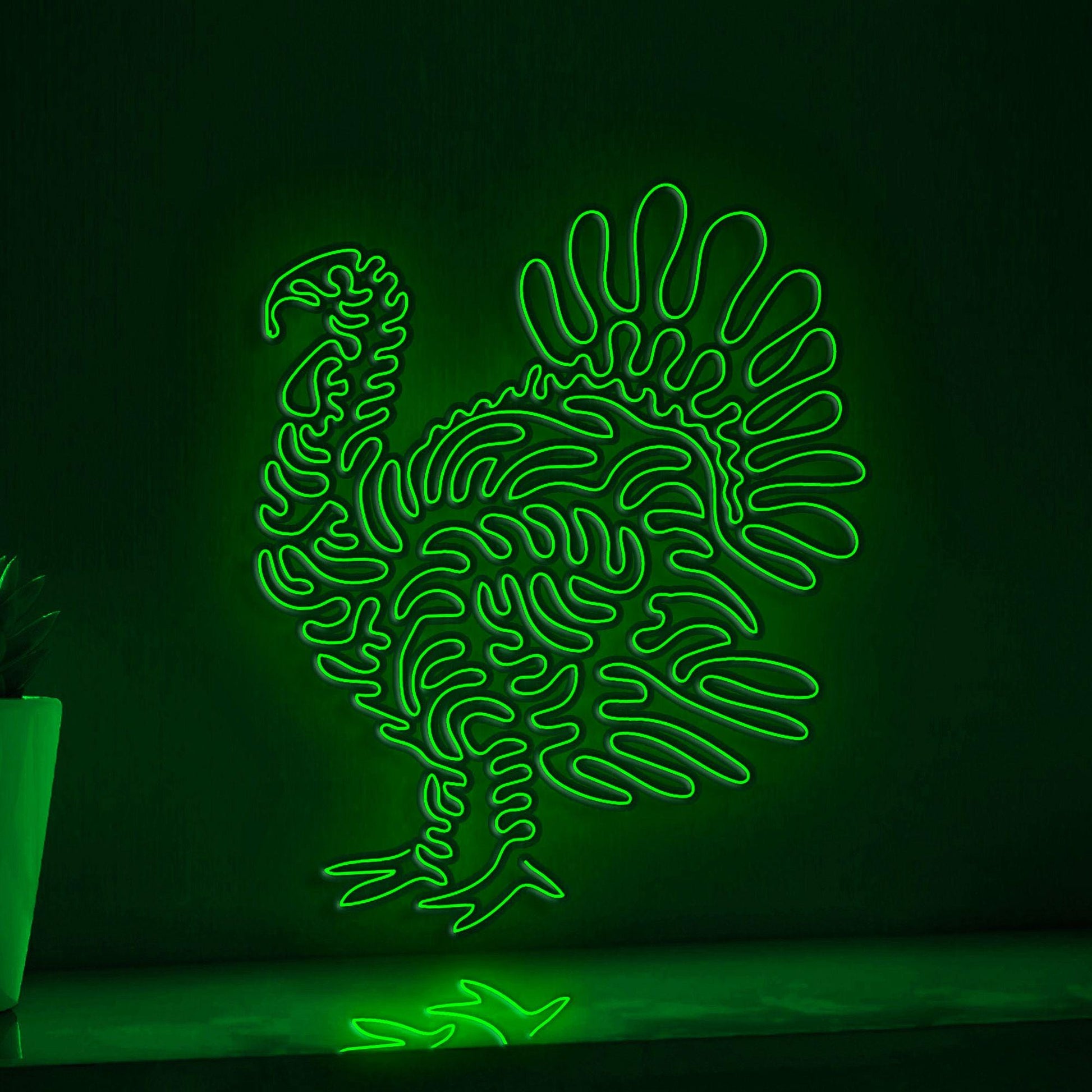 Turkey One Line EL Wire Neon Sign - Fan Tail Bird Decor - myneonup