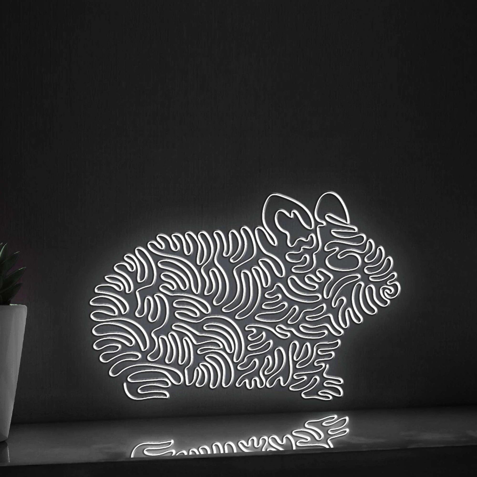 Hamster One Line EL Neon - Fluffy Pet Circle Art - myneonup
