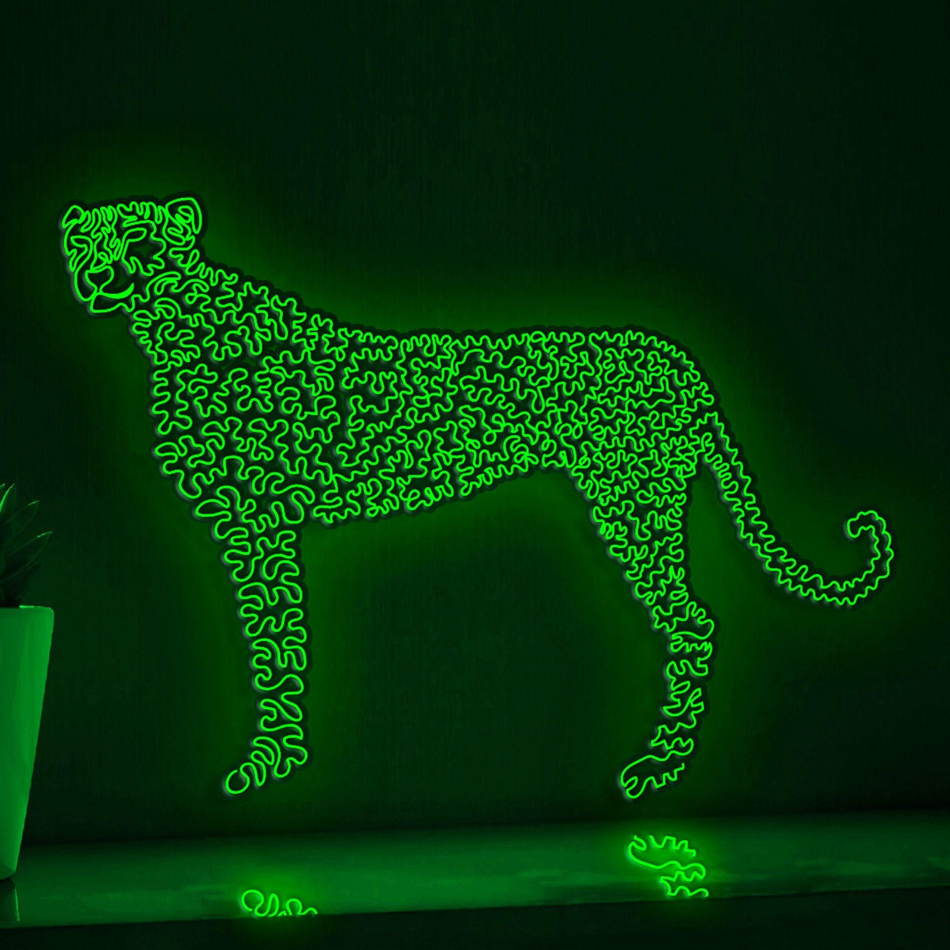 Cheetah One Line EL Wire Neon Sign - Fastest Mammal, Animal Wall Art - myneonup