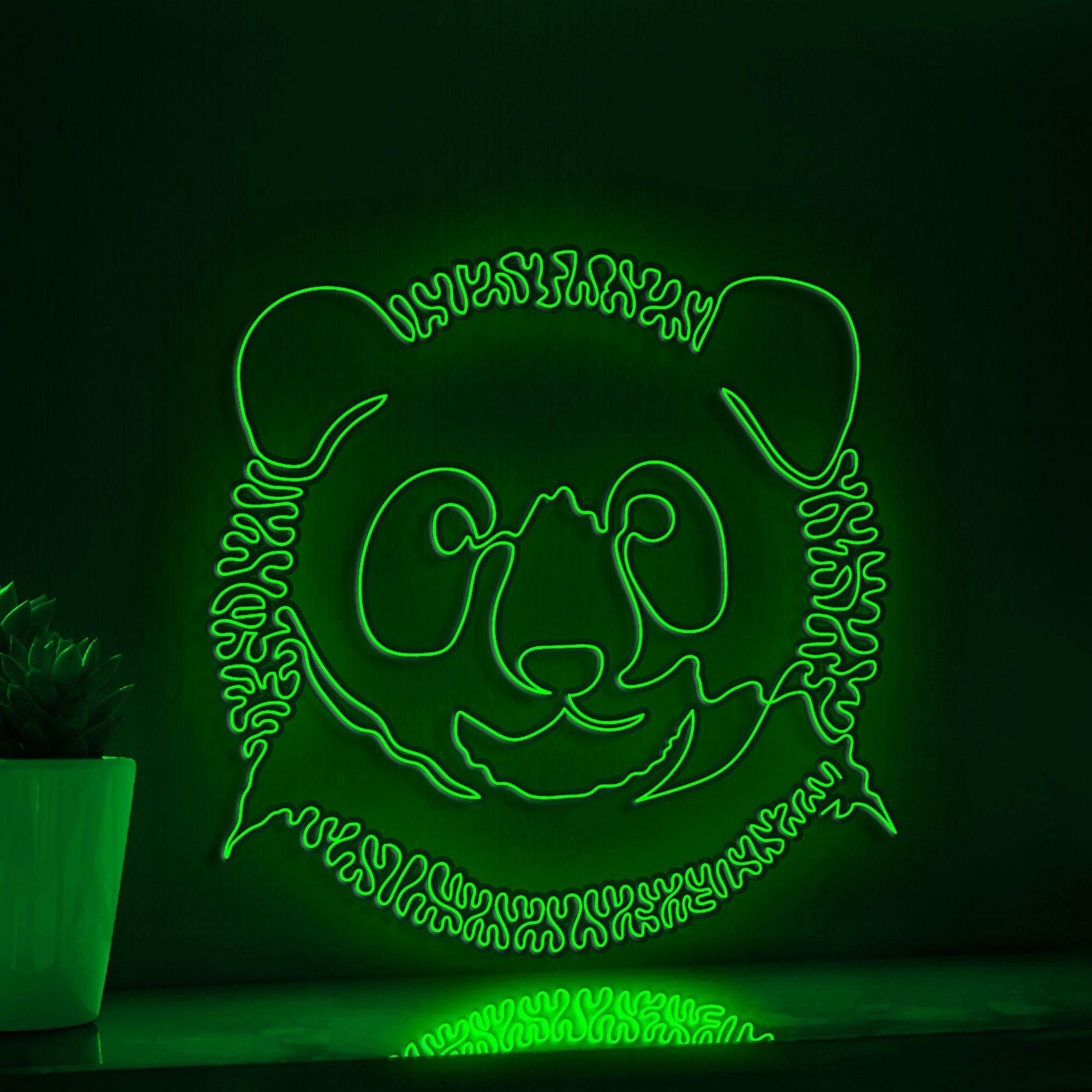 Panda One Line EL Wire Neon Sign - Shy Bamboo Lover Animal Decoe - myneonup