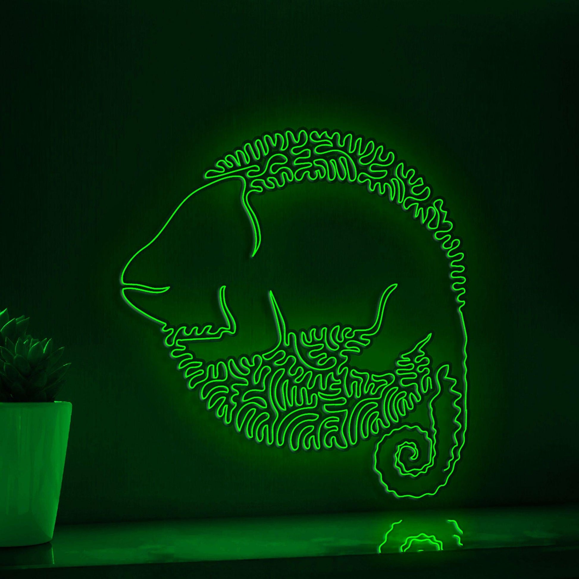 Chameleon One Line EL Wire Neon Sign - Camouflage Lizard Decor - myneonup