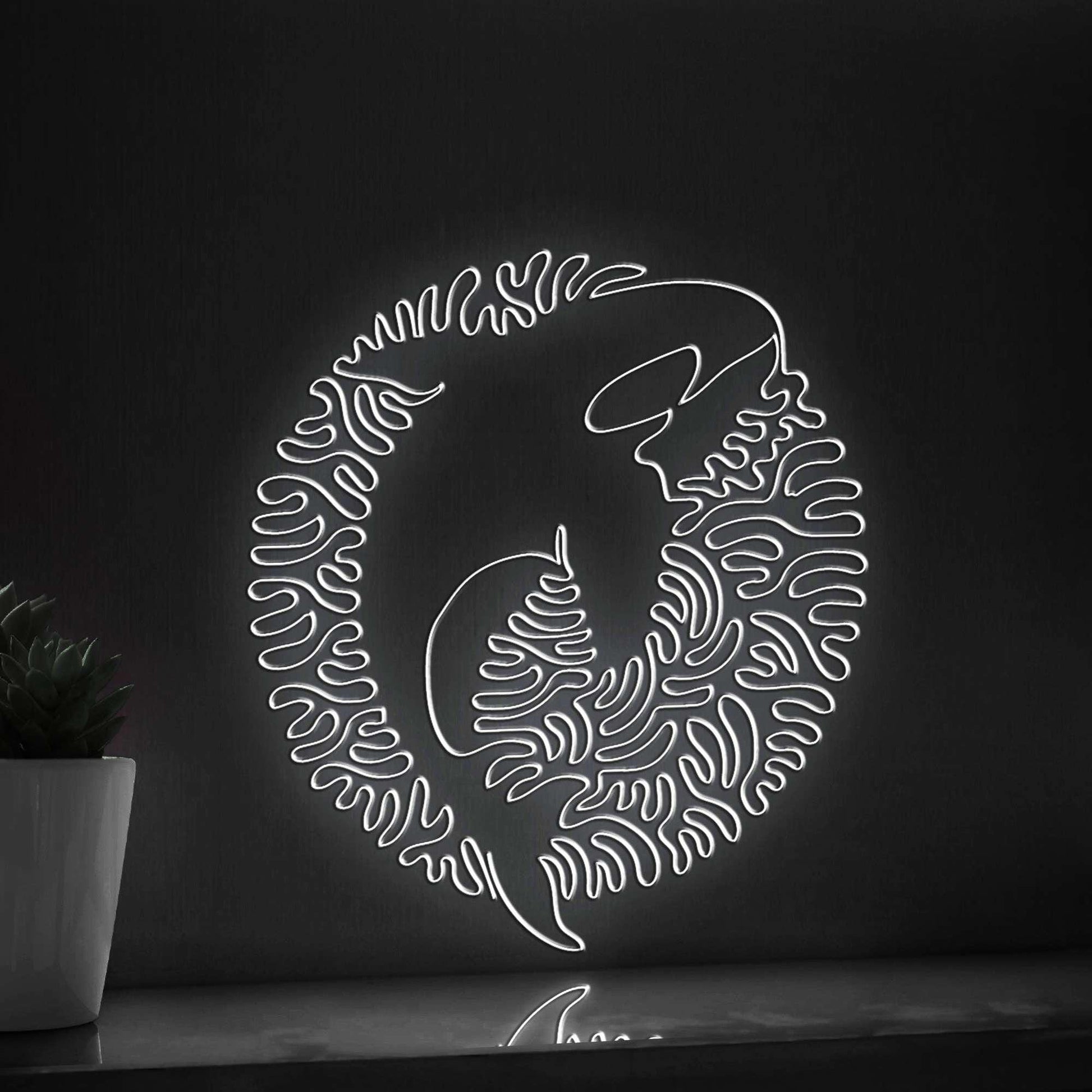 Orca One Line EL Neon - Killer Whale Circle Art - myneonup