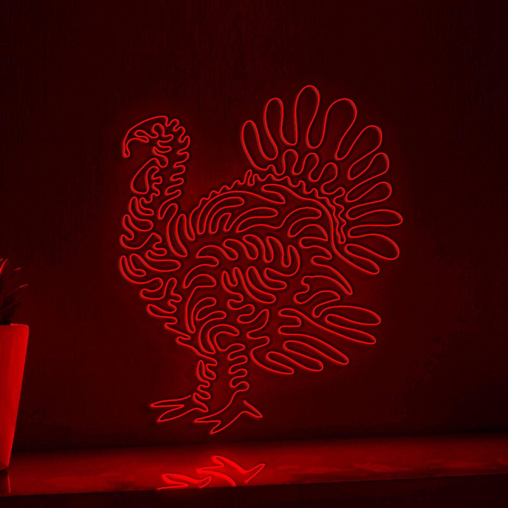 Turkey One Line EL Wire Neon Sign - Fan Tail Bird Decor - myneonup