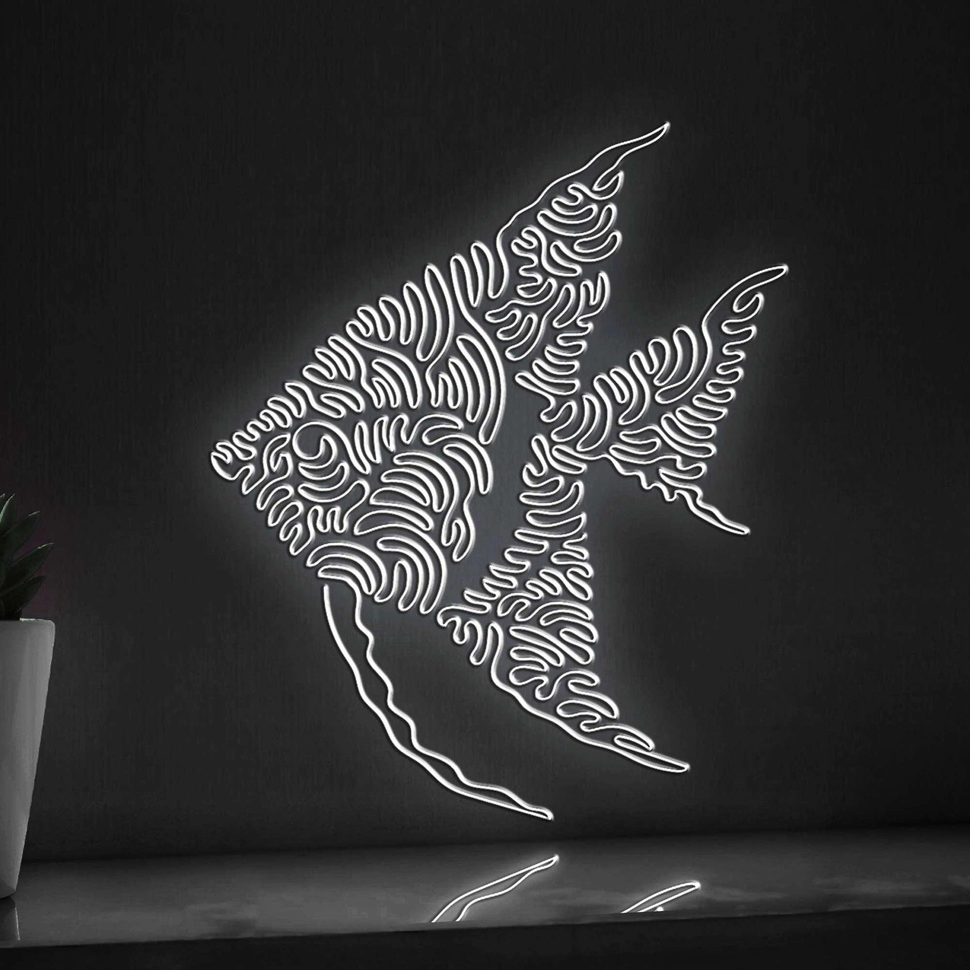 Angelfish One Line Neon - Ideal for Aquarium Lovers' Wall Decor - myneonup