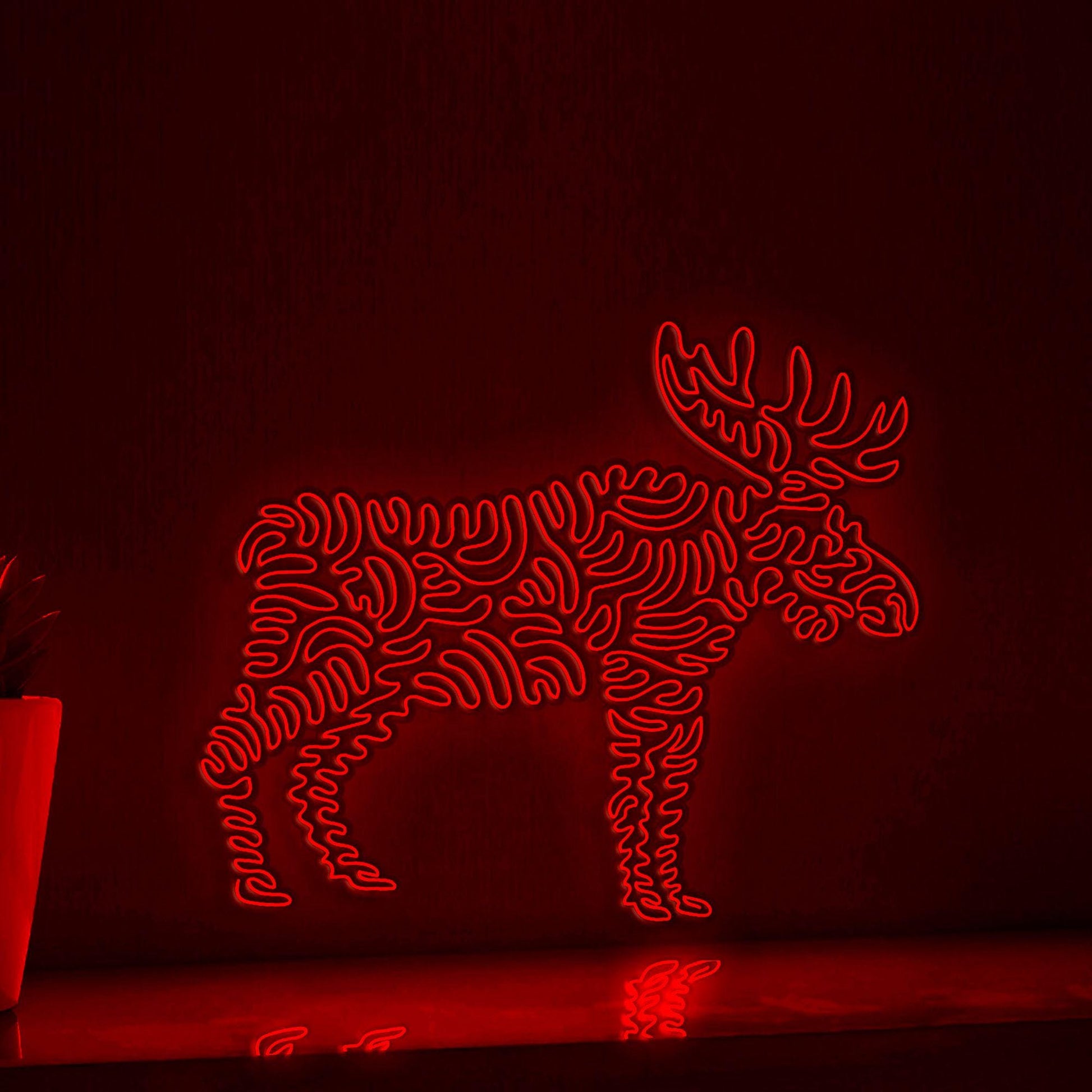Moose One Line EL Wire Neon Sign - Wild Animal Decor - myneonup