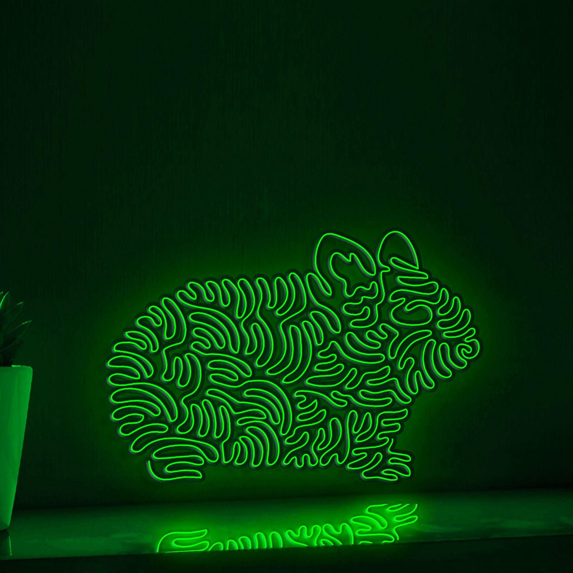 Hamster One Line EL Neon - Fluffy Pet Circle Art - myneonup