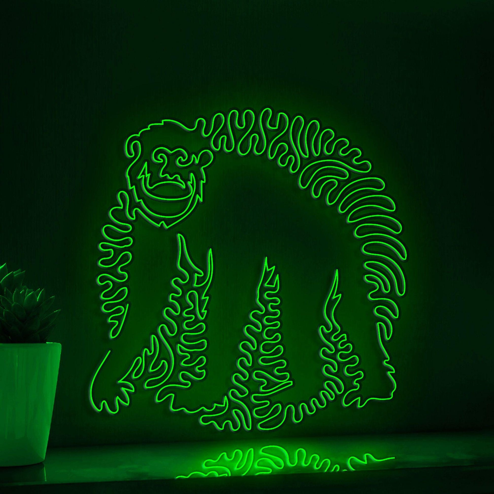 Chimp One Line EL Wire Neon Sign - Great Ape Wall Art - myneonup