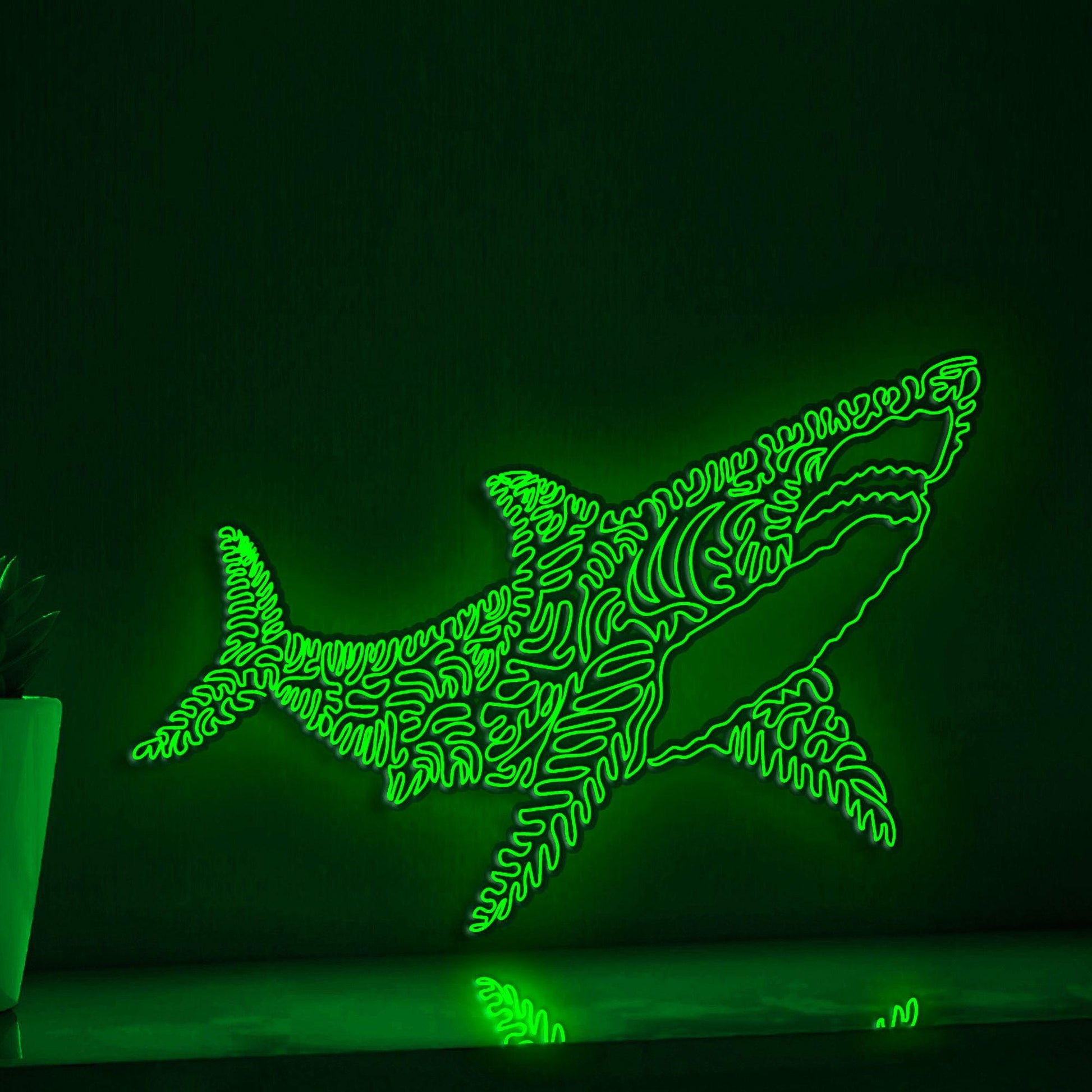 Shark One Line EL Wire Neon Sign - Marine Predator Light Art - myneonup
