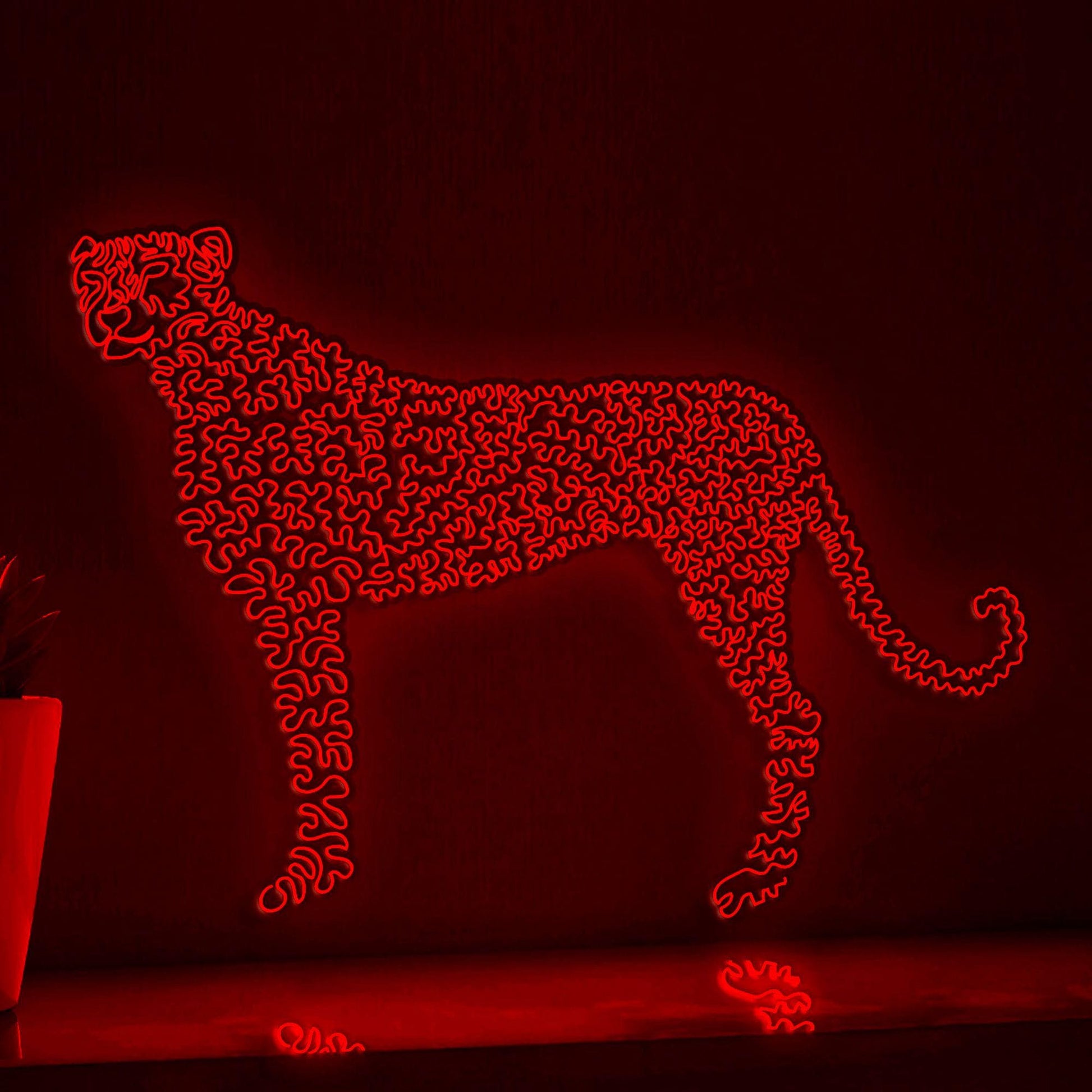 Cheetah One Line EL Wire Neon Sign - Fastest Mammal, Animal Wall Art - myneonup