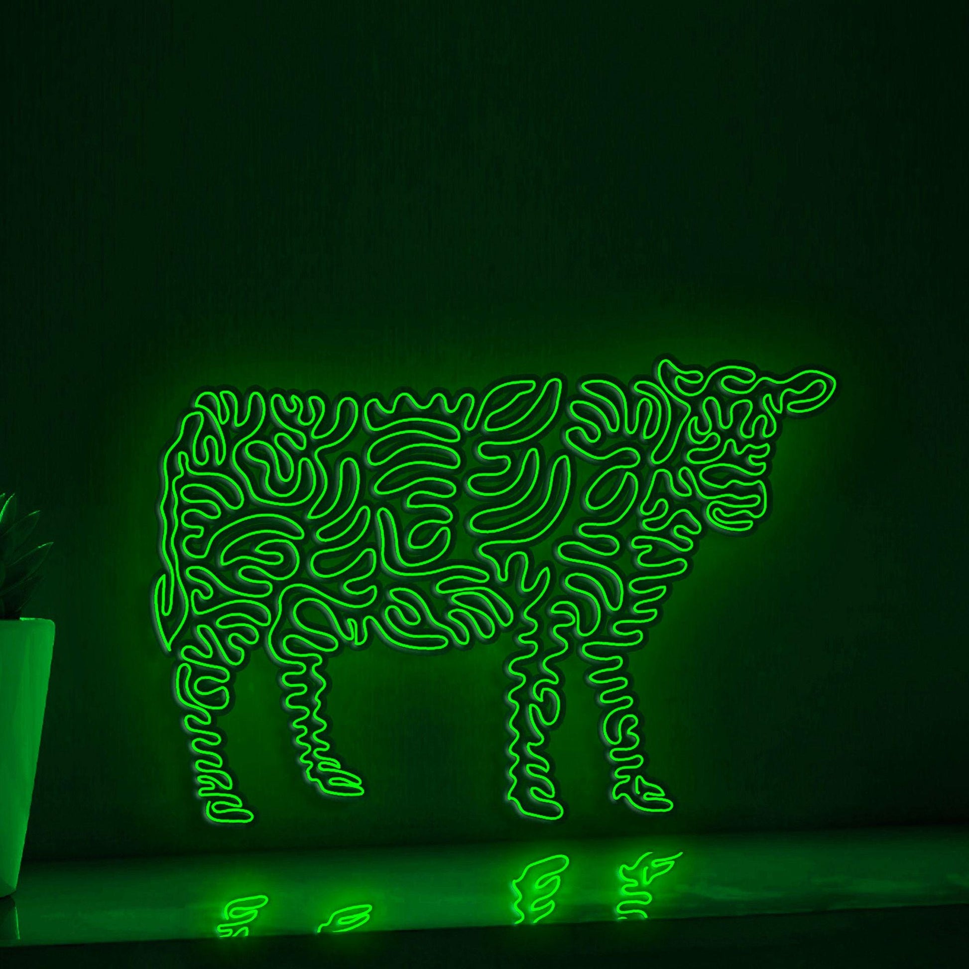 Cow One Line EL Wire Neon Sign - Farm-themed Wall Decor - myneonup