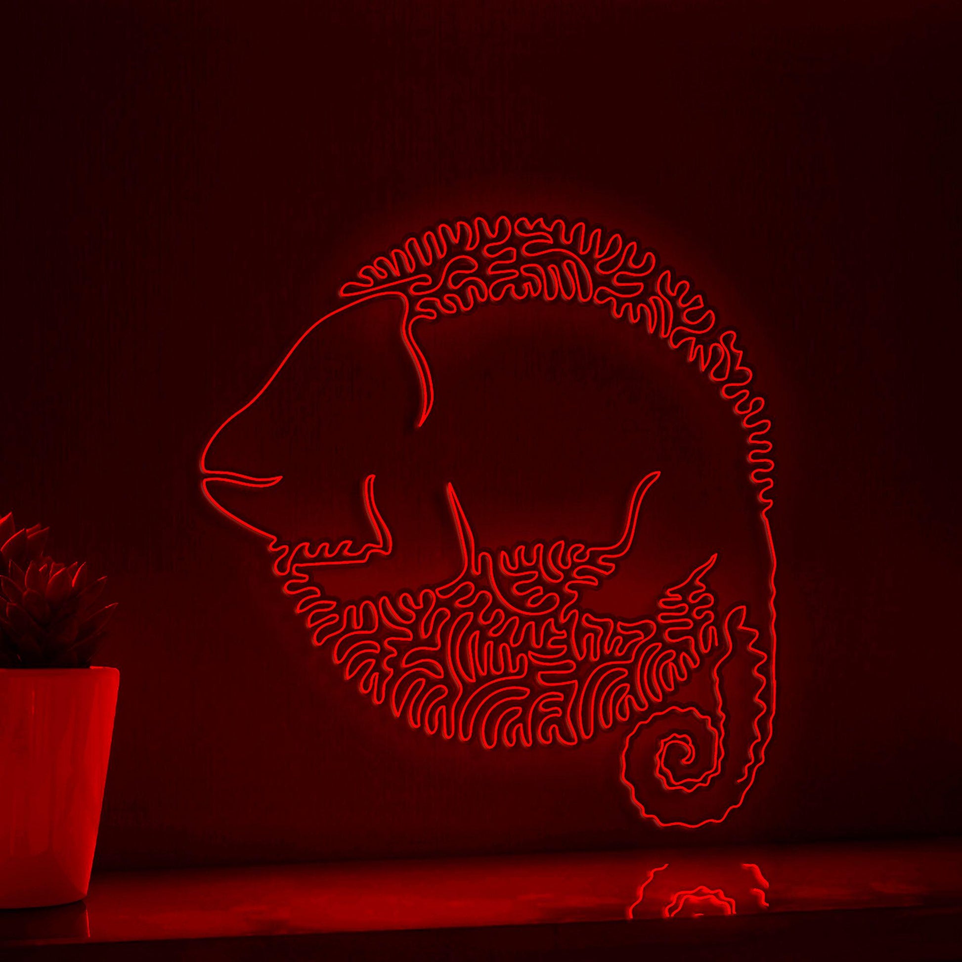Chameleon One Line EL Wire Neon Sign - Camouflage Lizard Decor - myneonup