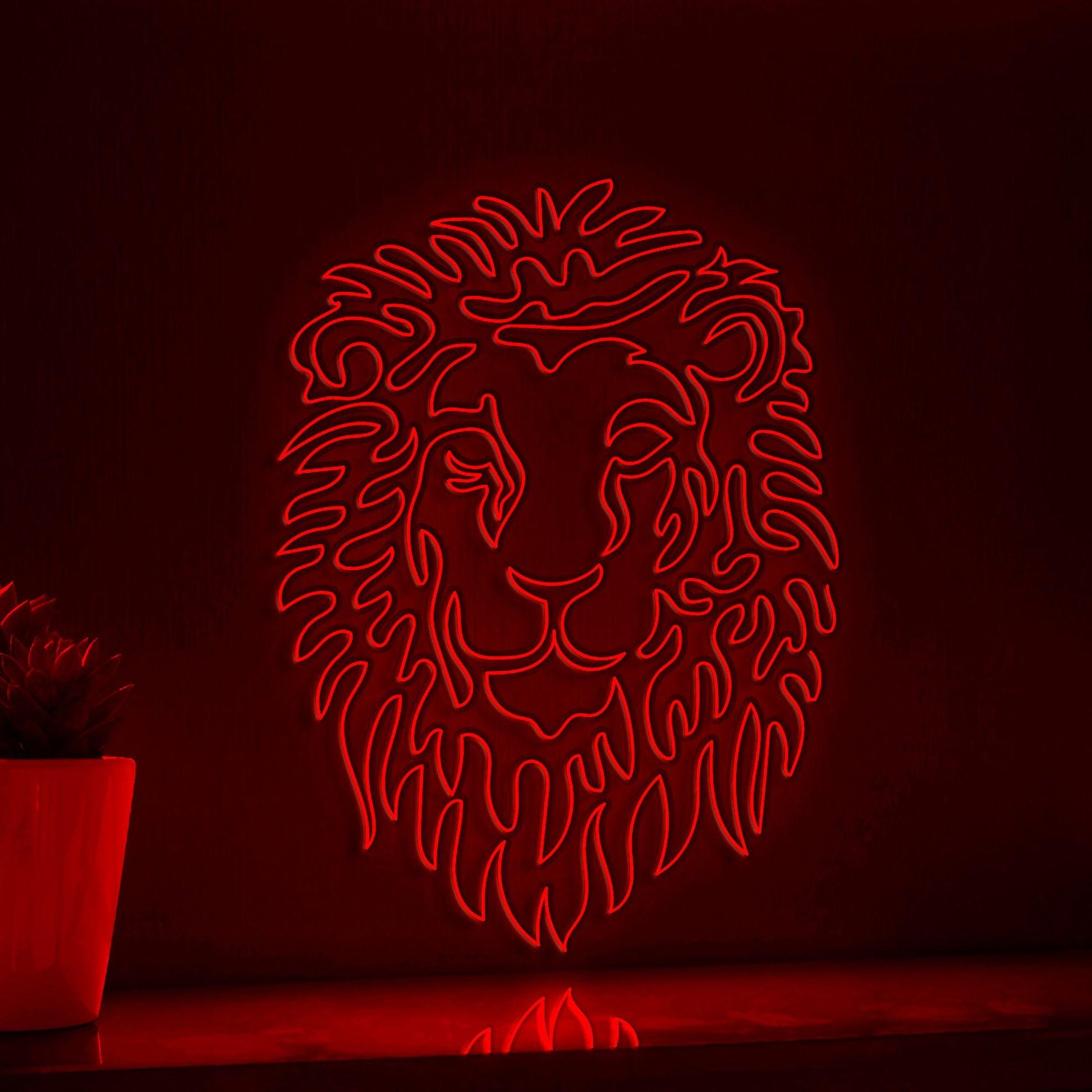 Continuous Line Neon Lion Art for Modern Wall Decor - myneonup