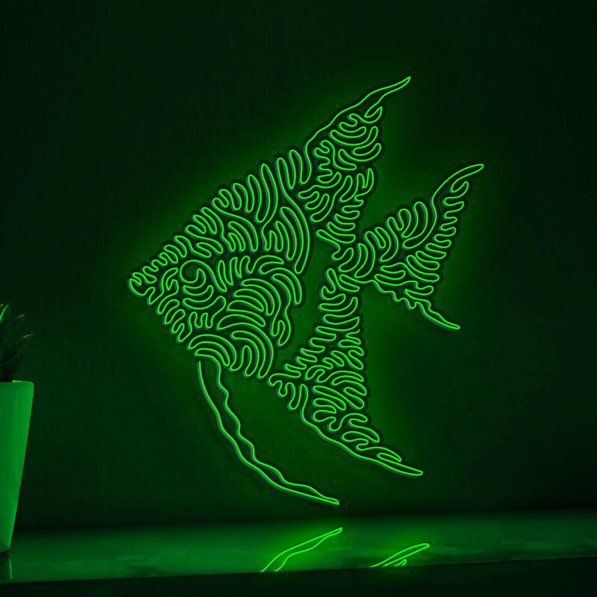 Angelfish One Line Neon - Ideal for Aquarium Lovers' Wall Decor - myneonup
