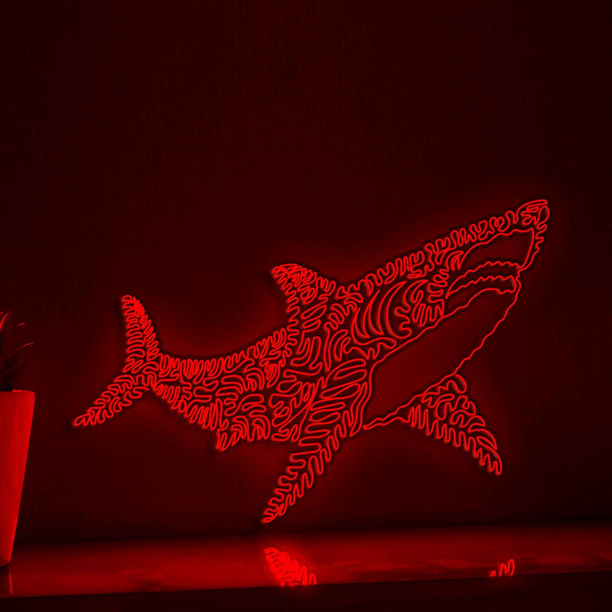 Shark One Line EL Wire Neon Sign - Marine Predator Light Art - myneonup