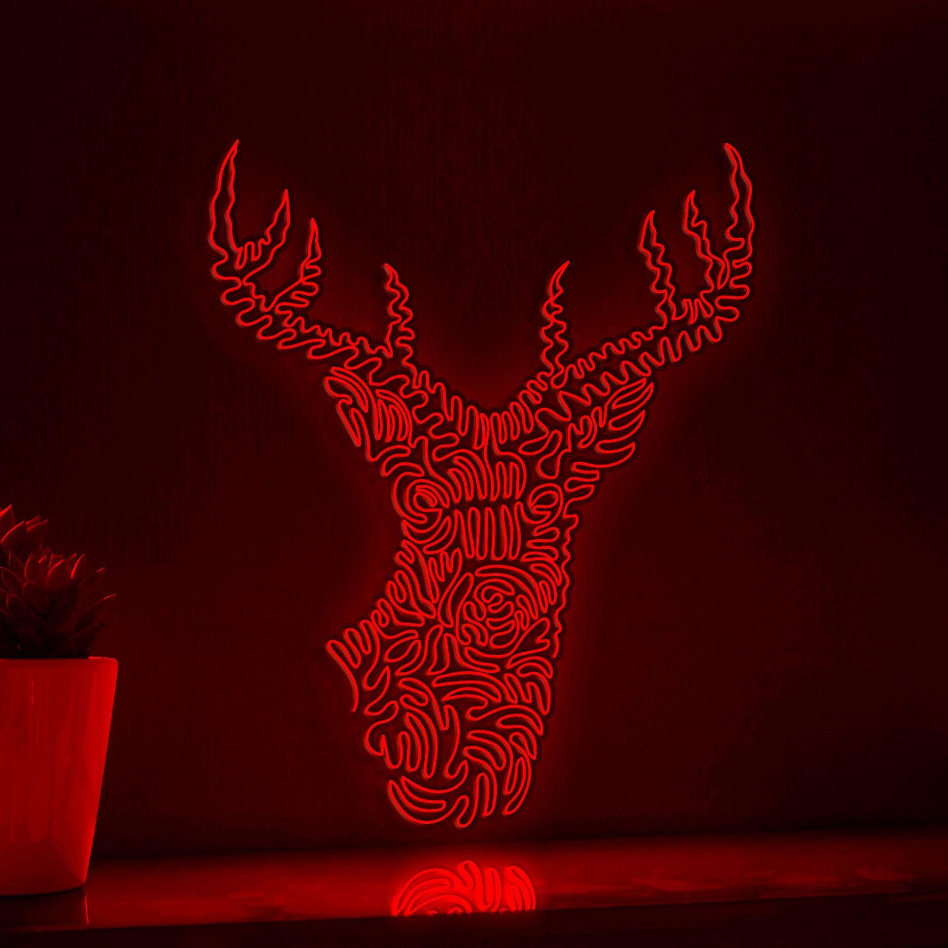 Deer One Line EL Neon - Forked Antlers Wall Art - myneonup