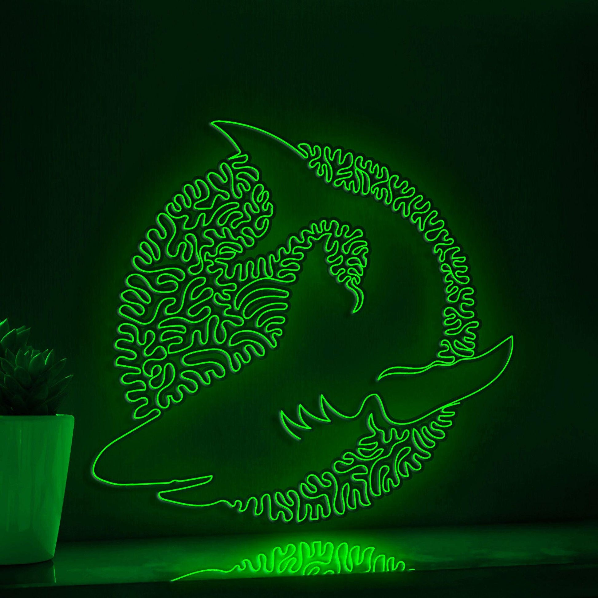Shark One Line EL Wire Neon Sign - Ocean Themed Wall Decor - myneonup