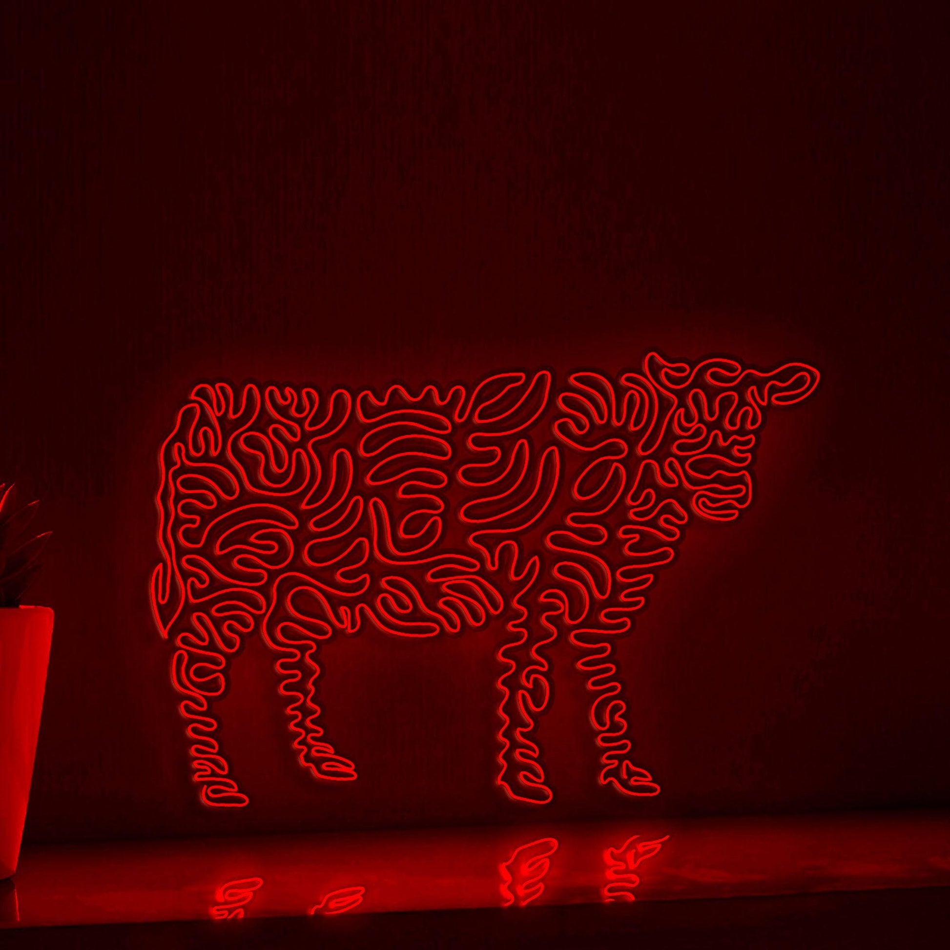 Cow One Line EL Wire Neon Sign - Farm-themed Wall Decor - myneonup