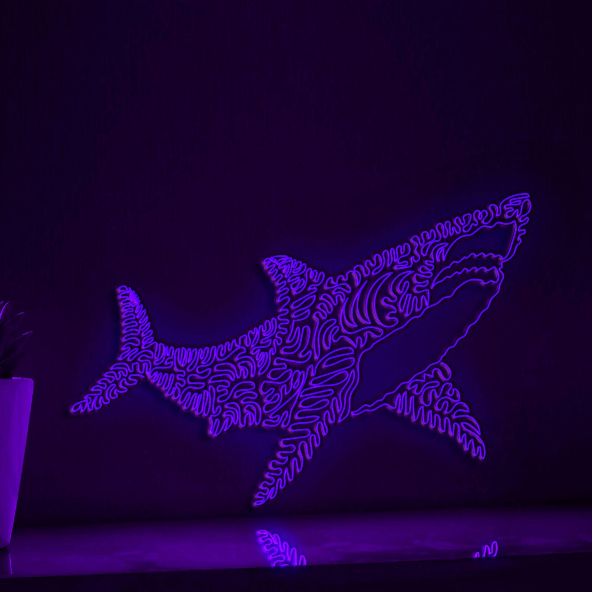 Shark One Line EL Wire Neon Sign - Marine Predator Light Art - myneonup