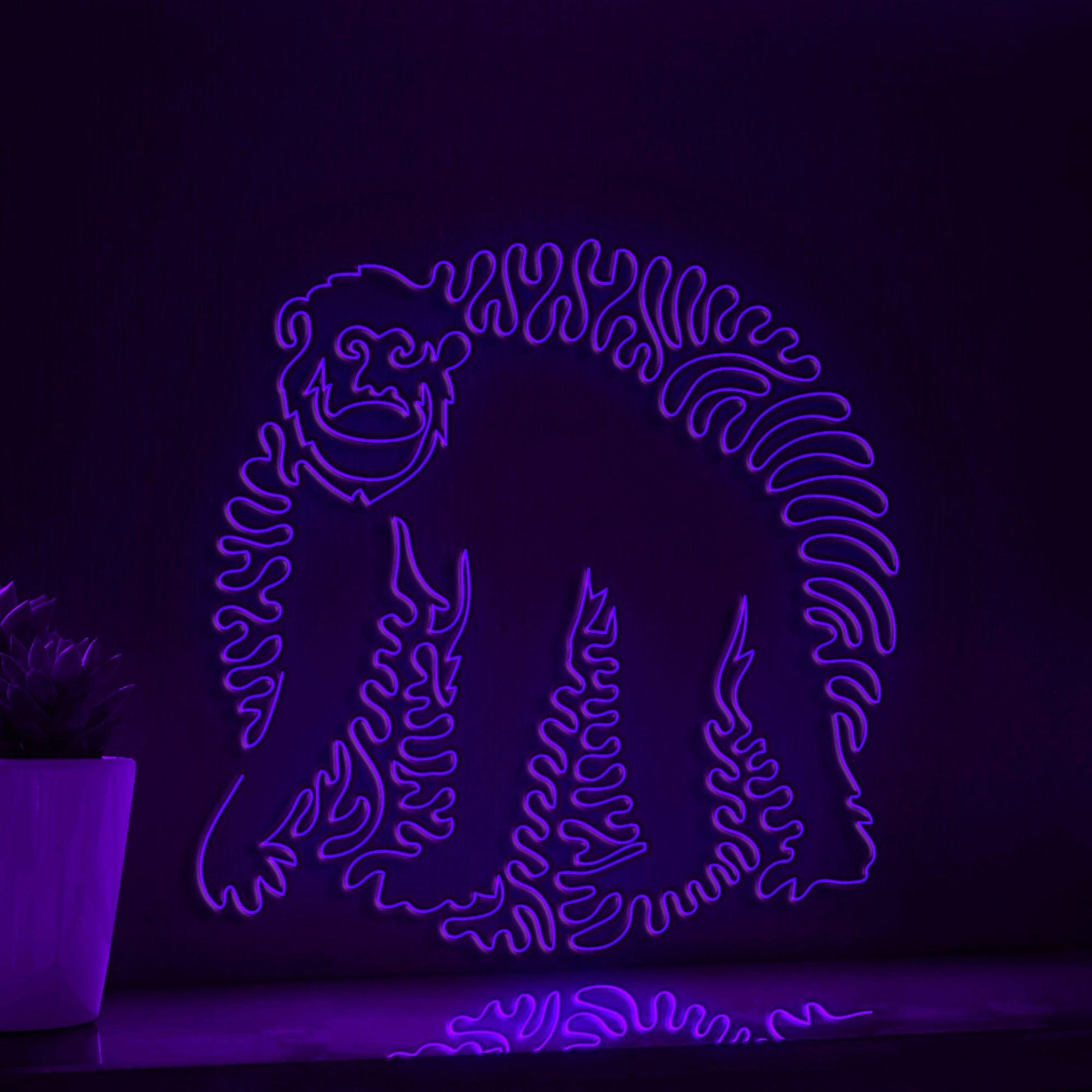 Chimp One Line EL Wire Neon Sign - Great Ape Wall Art - myneonup