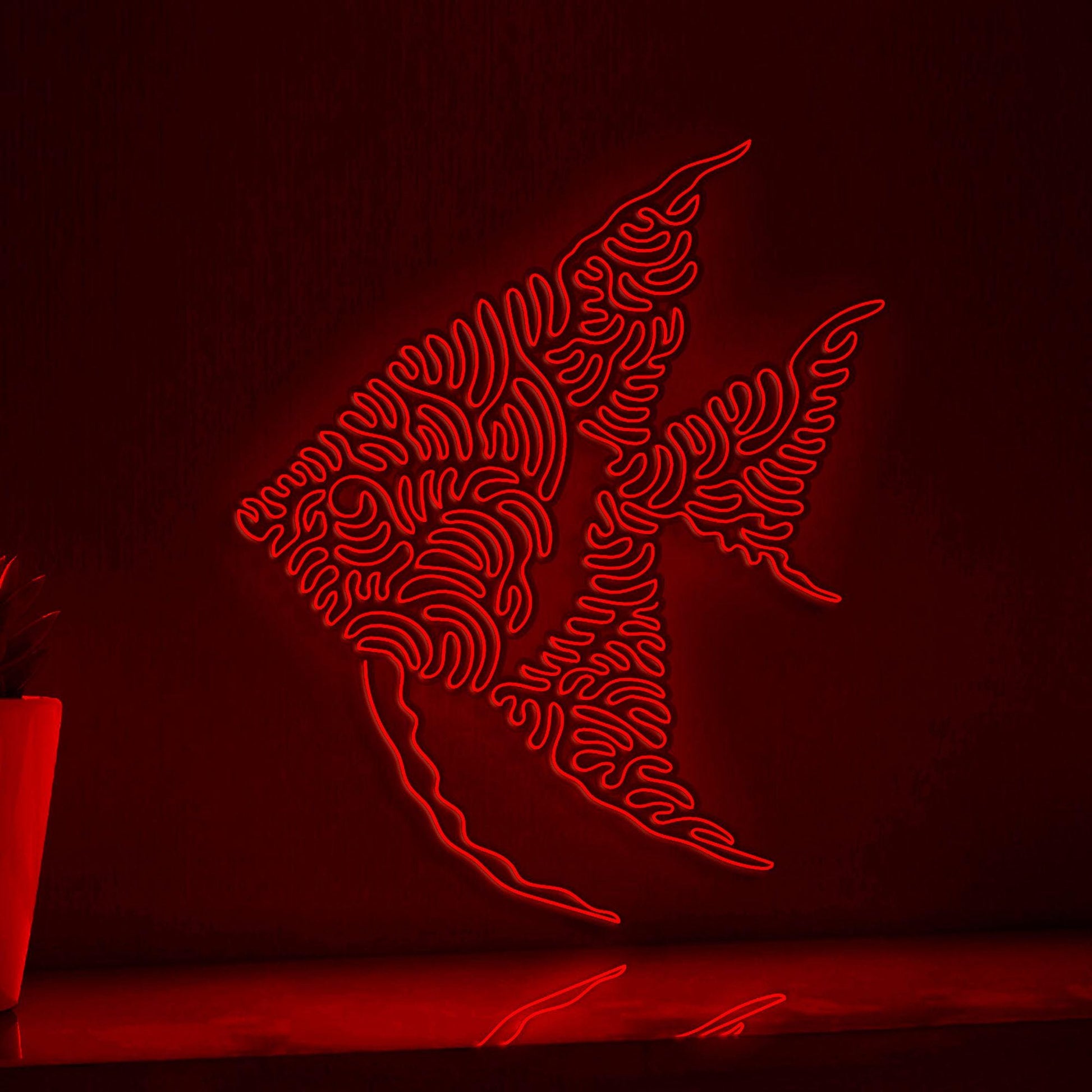 Angelfish One Line Neon - Ideal for Aquarium Lovers' Wall Decor - myneonup