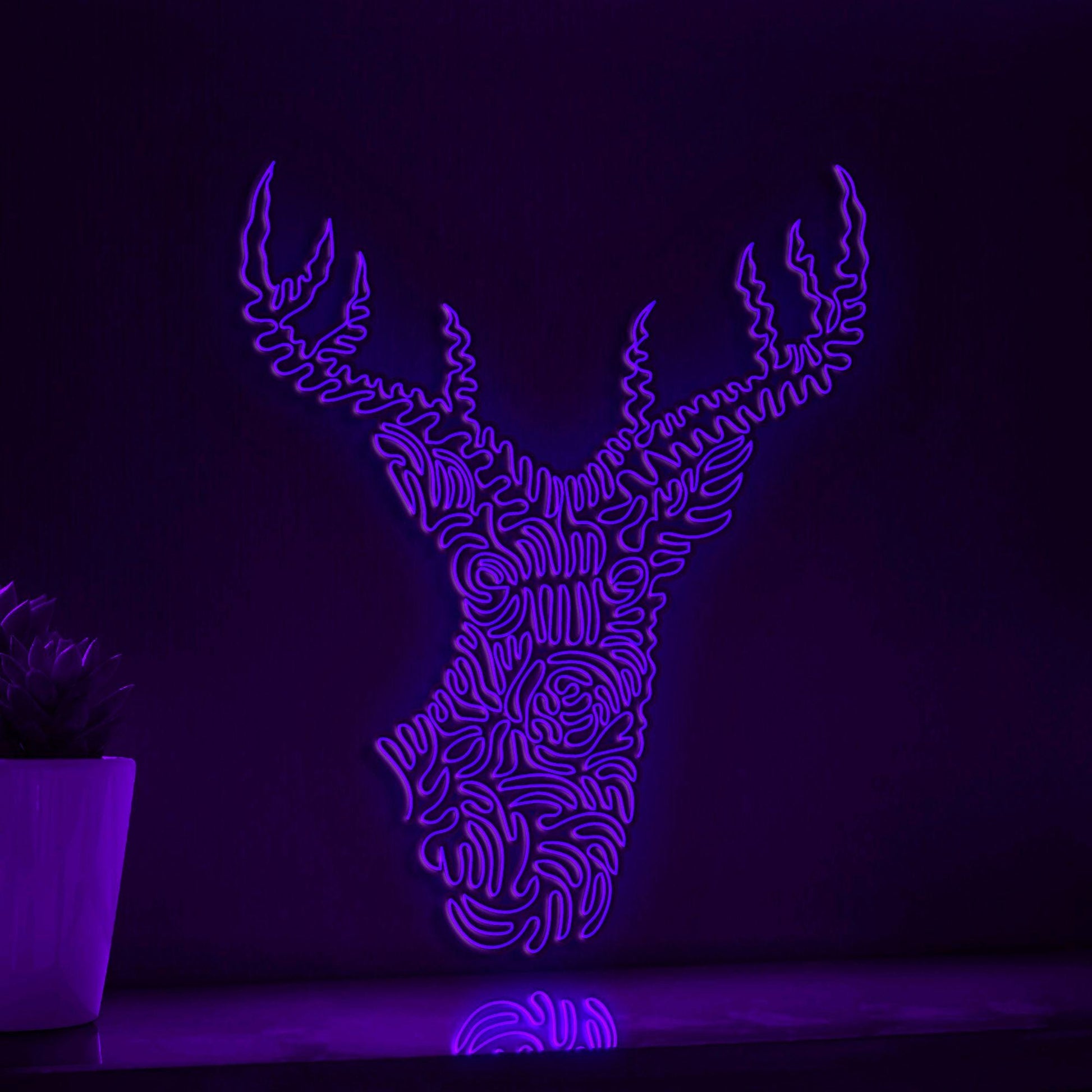 Deer One Line EL Neon - Forked Antlers Wall Art - myneonup
