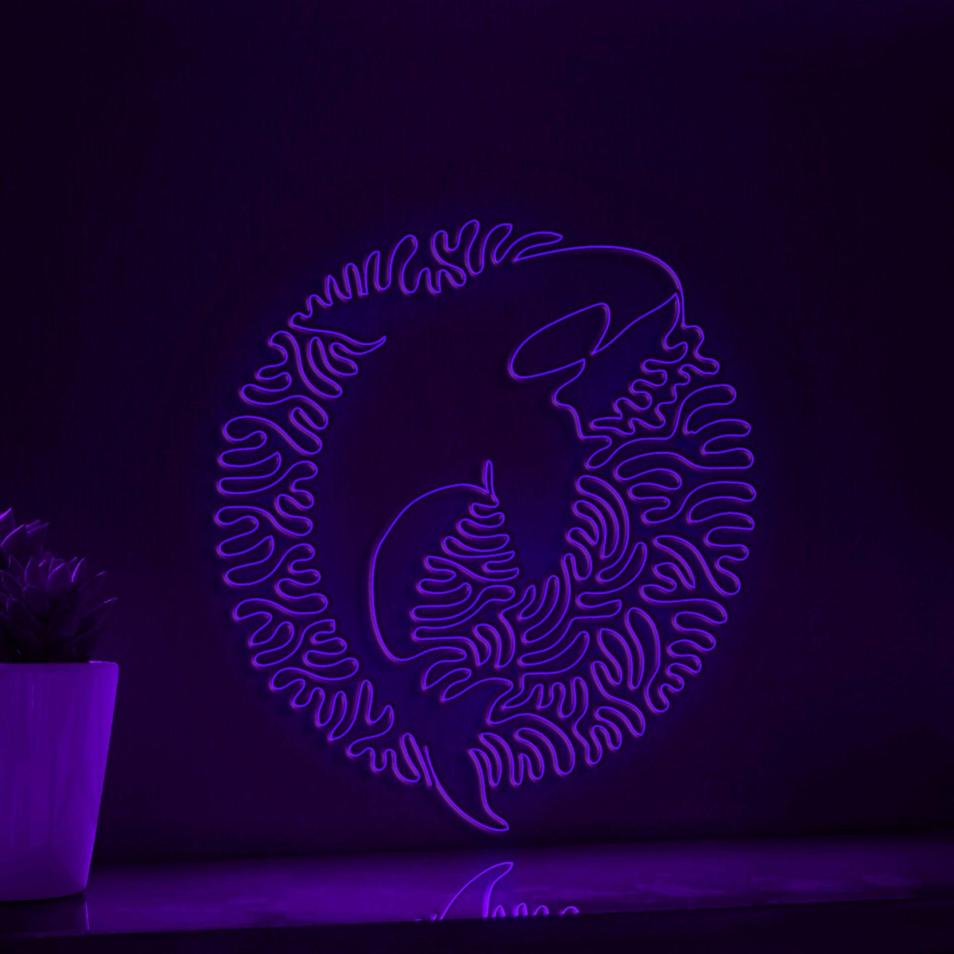 Orca One Line EL Neon - Killer Whale Circle Art - myneonup