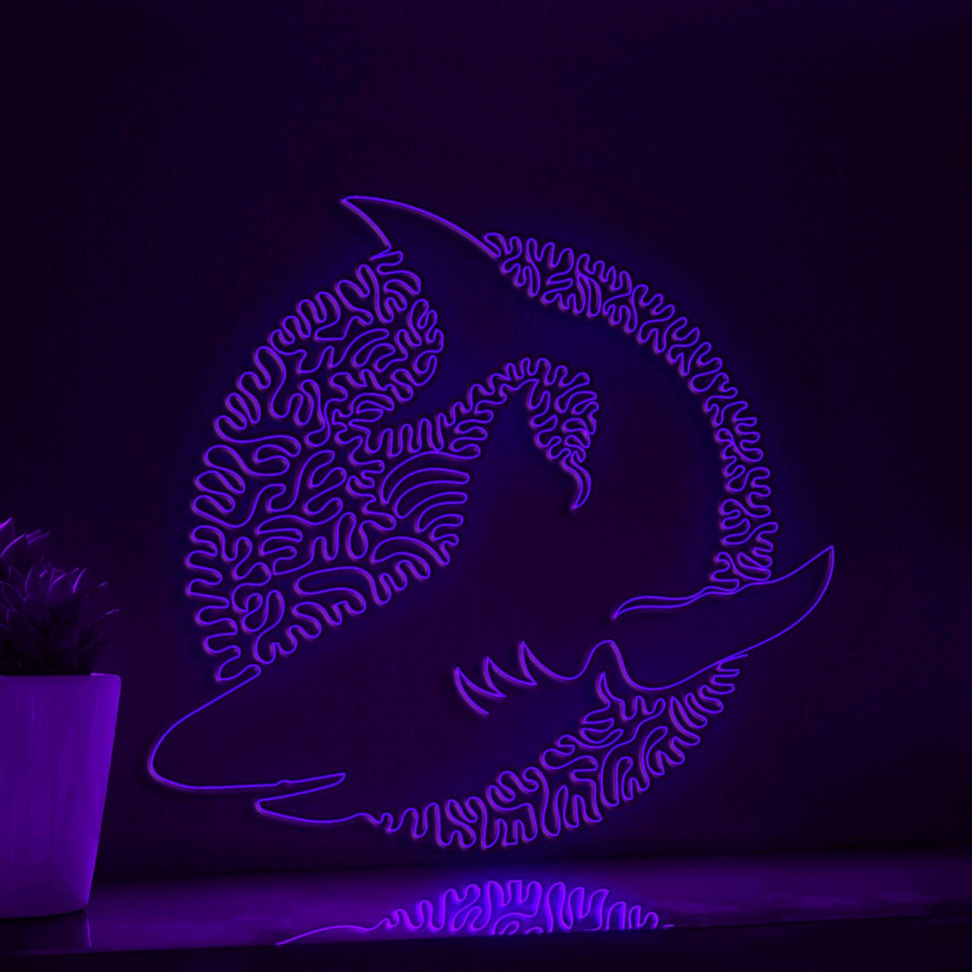 Shark One Line EL Wire Neon Sign - Ocean Themed Wall Decor - myneonup