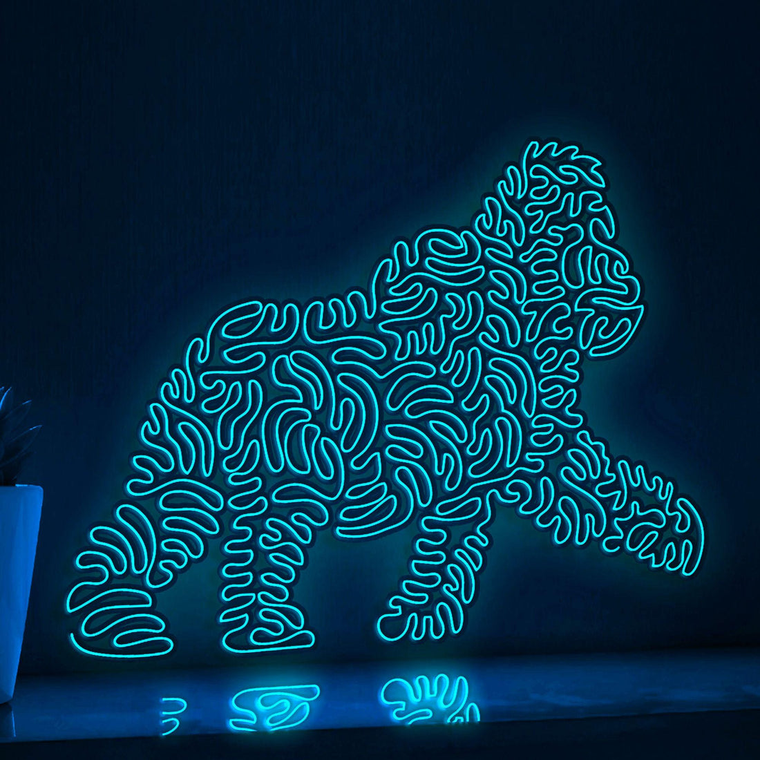 Gorilla One Line EL Wire Neon Sign - Primate Art Wall Decor - myneonup