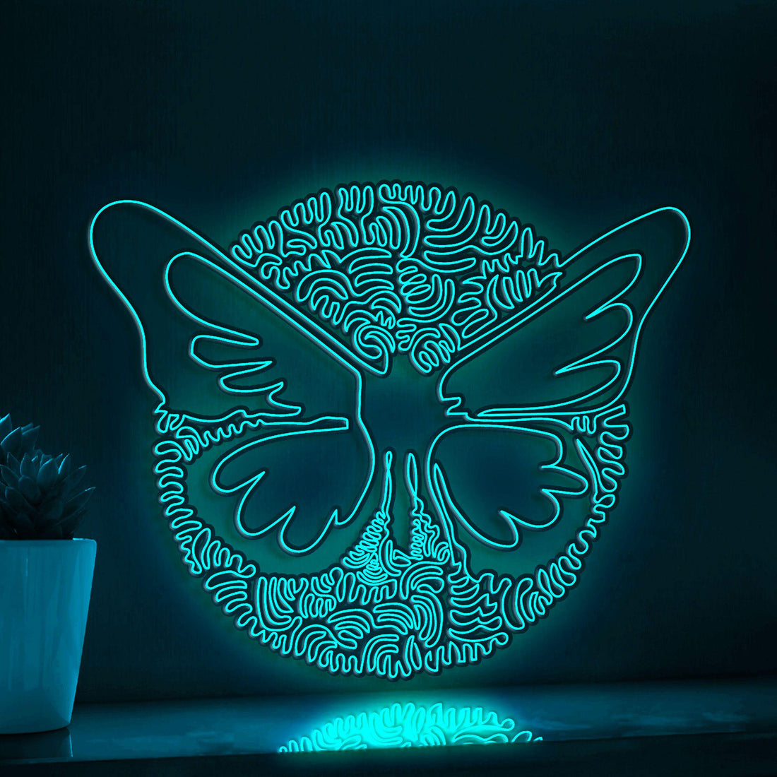 Butterfly One Line Art EL Wire Neon Sign - Floral Wing Circle Wall Decor - myneonup