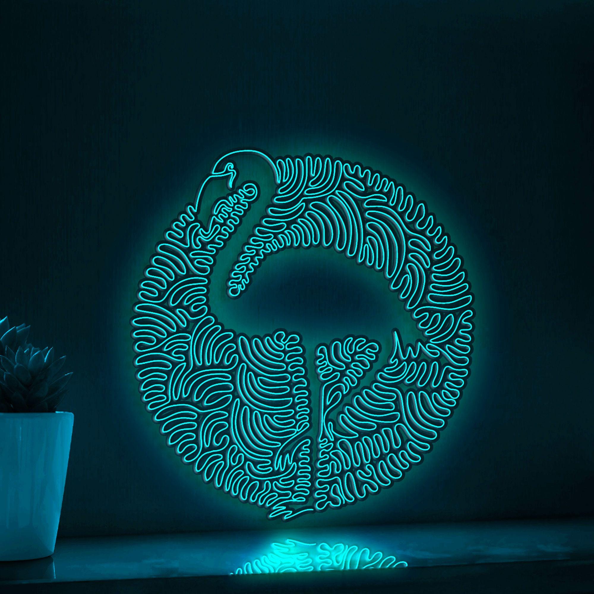 Flamingo Continuous Line EL Wire Neon Sign - Boho Abstract Wall Art Decor - myneonup