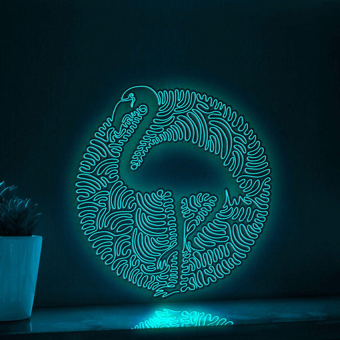 Flamingo Continuous Line EL Wire Neon Sign - Boho Abstract Wall Art Decor - myneonup