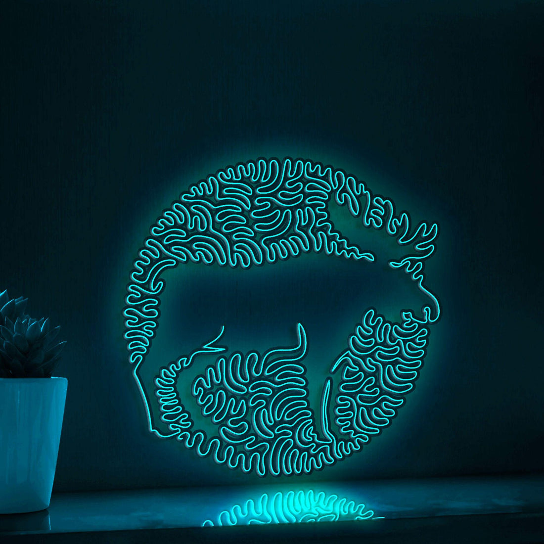 Moose One Line EL Wire Neon Sign - Forest Animal Circle Wall Art - myneonup
