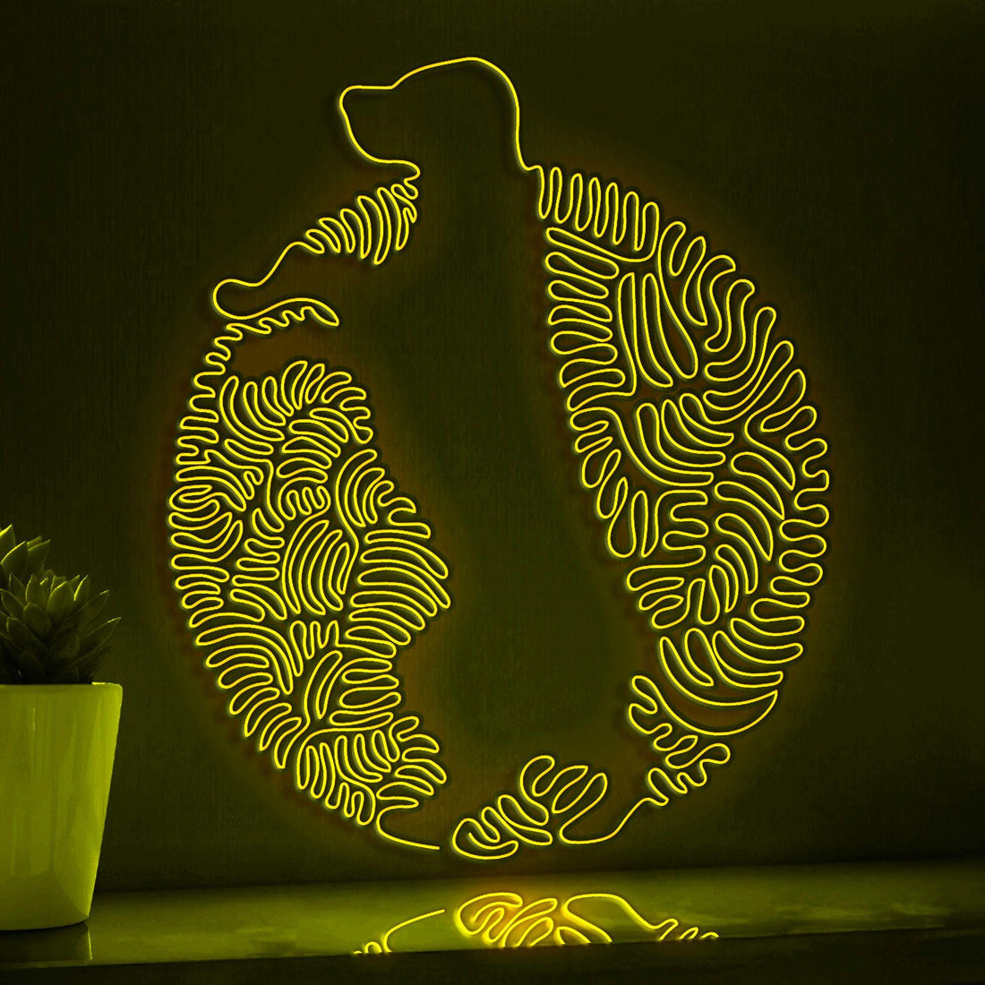 Standing Dog One Line EL Neon - Pet Circle Wall Art Decor - myneonup