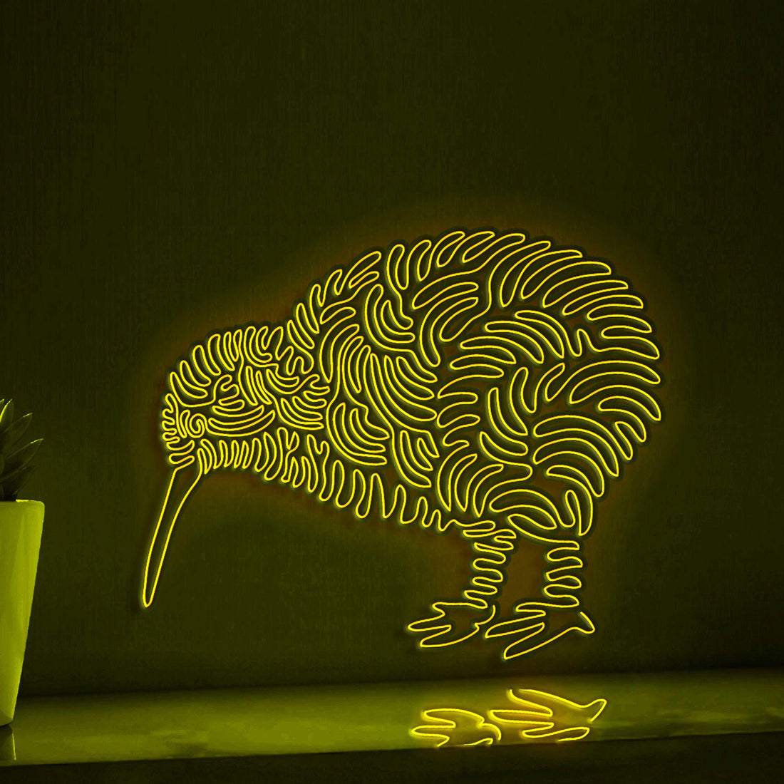 Kiwi One Line EL Wire Neon Sign - Flightless Bird Wall Art Decor - myneonup