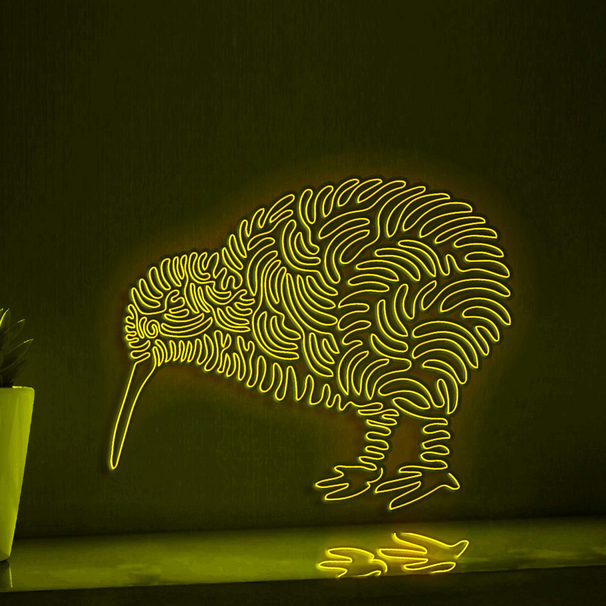 Kiwi One Line EL Wire Neon Sign - Flightless Bird Wall Art Decor - myneonup