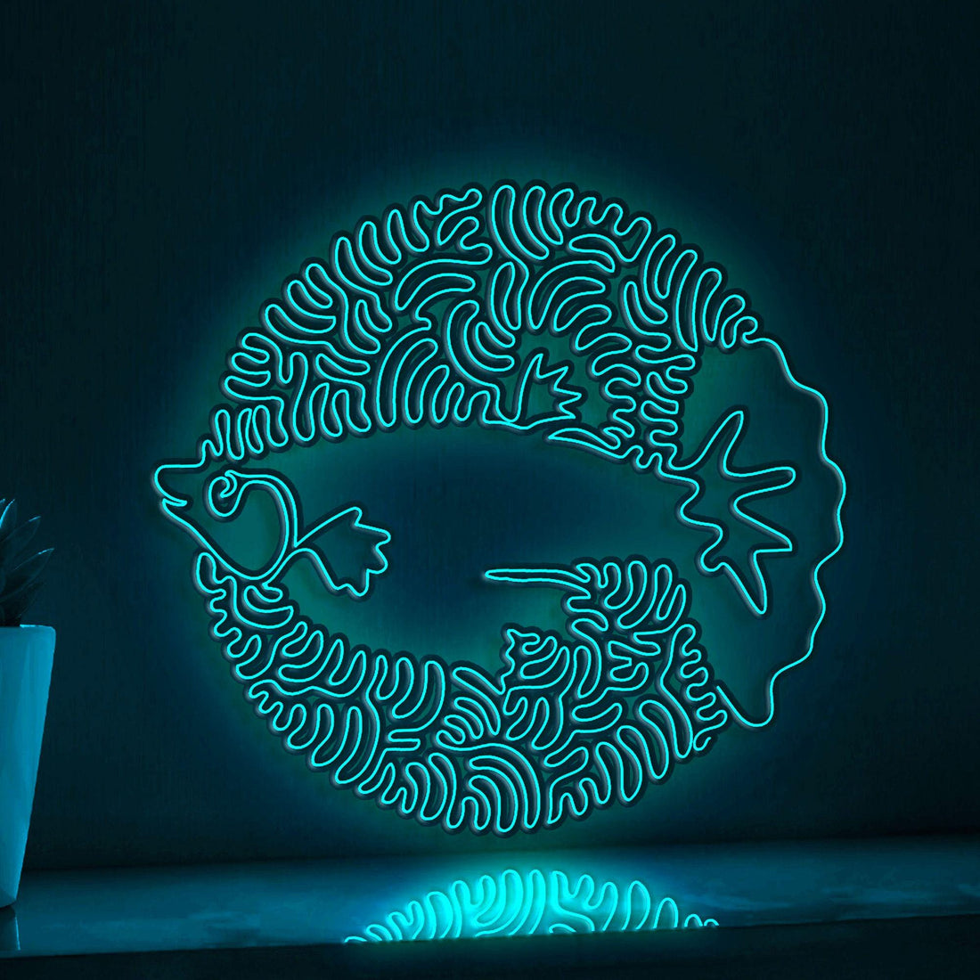 Guppy One Line EL Neon - Ocean Themed Aquarium Art Wall Decor - myneonup