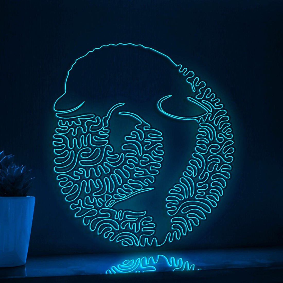 Dolphin One Line Neon Sign - Intelligent Marine Wall Art - myneonup