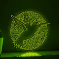 Hummingbird One Line Art EL Wire Neon Sign - Circle Floral Bird Wall Decor - myneonup