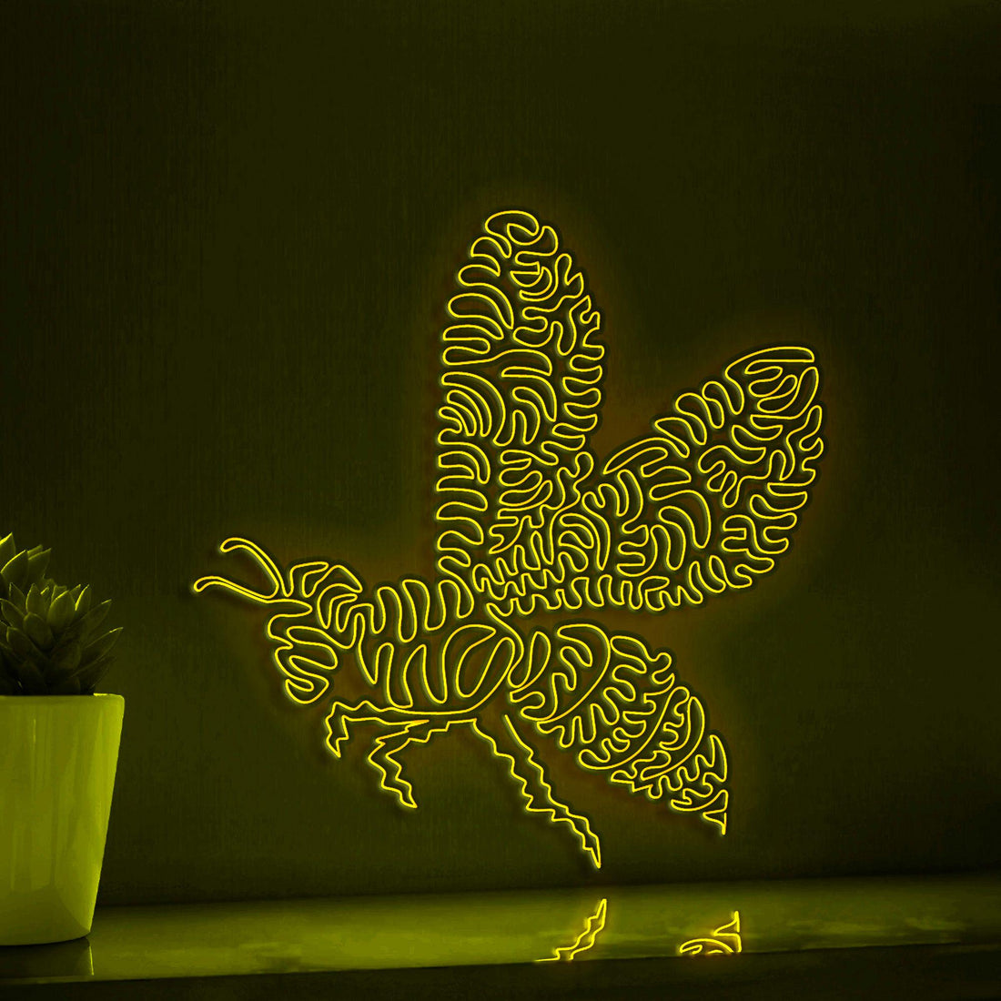Bee One Line Art EL Wire Neon Sign - Winged Insect Decor - myneonup