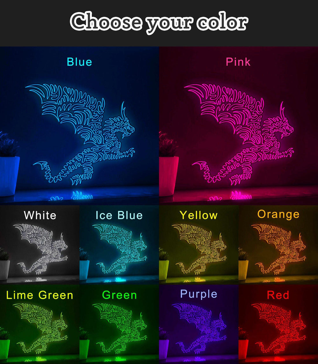 Flying Dragon EL Wire Neon Sign - Fantasy Wall Decor - myneonup