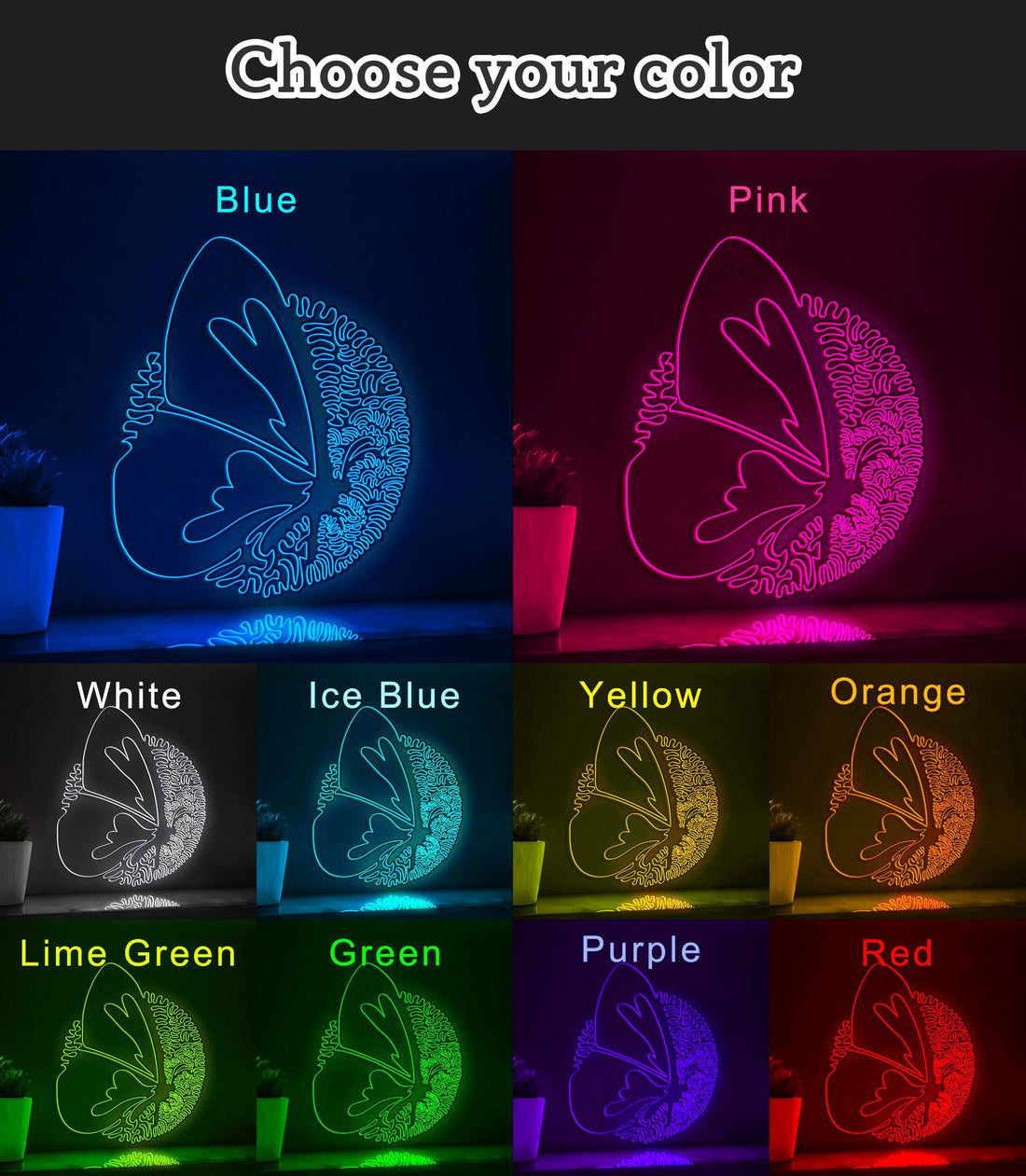 Butterfly One Line EL Neon - Insect Boho Decor - myneonup