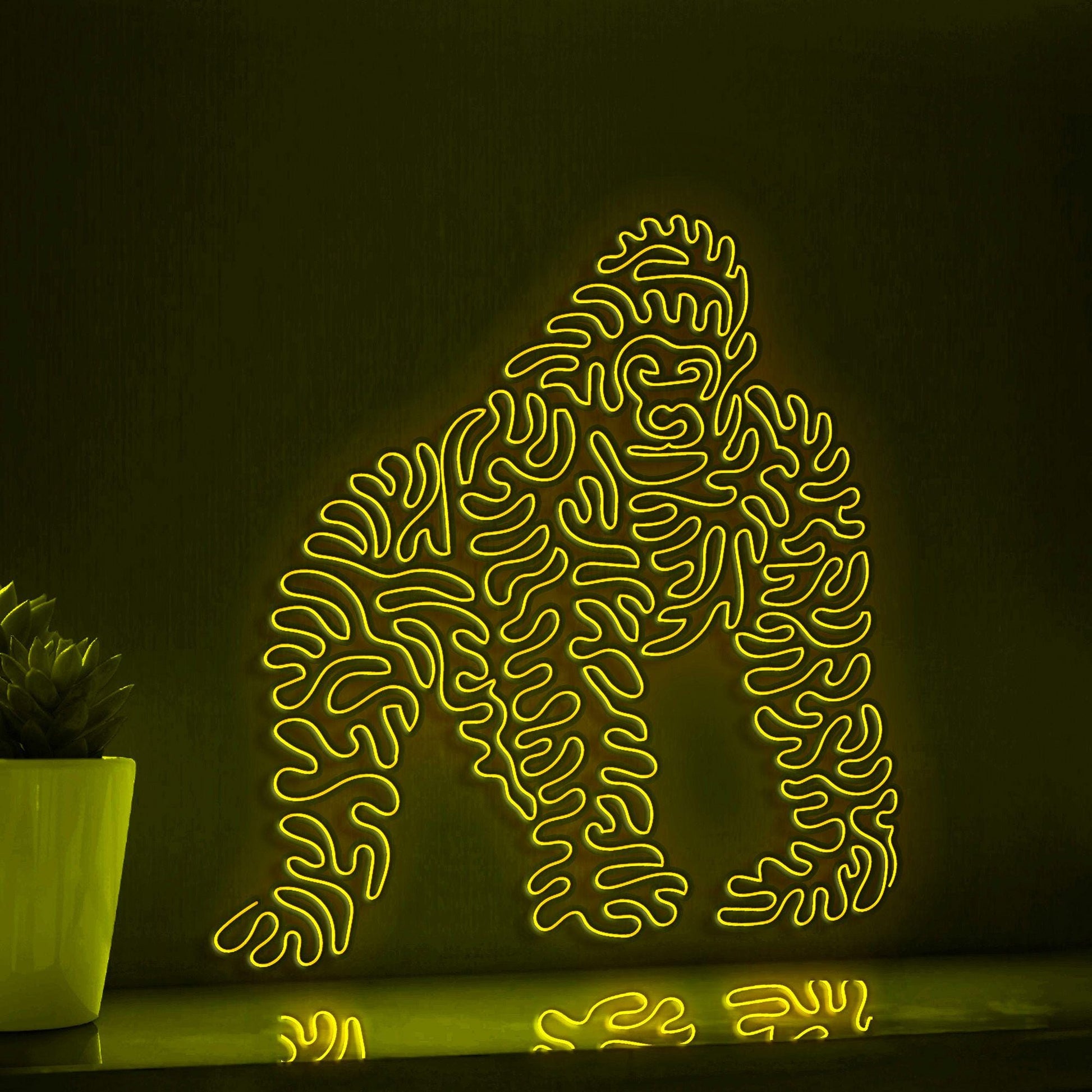 Gorilla One Line EL Wire Neon Sign - Shaggy Jungle Wall Art - myneonup