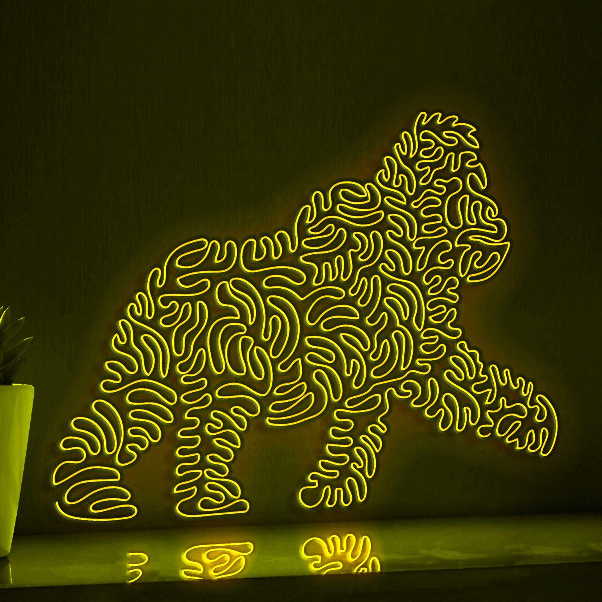Gorilla One Line EL Wire Neon Sign - Primate Art Wall Decor - myneonup