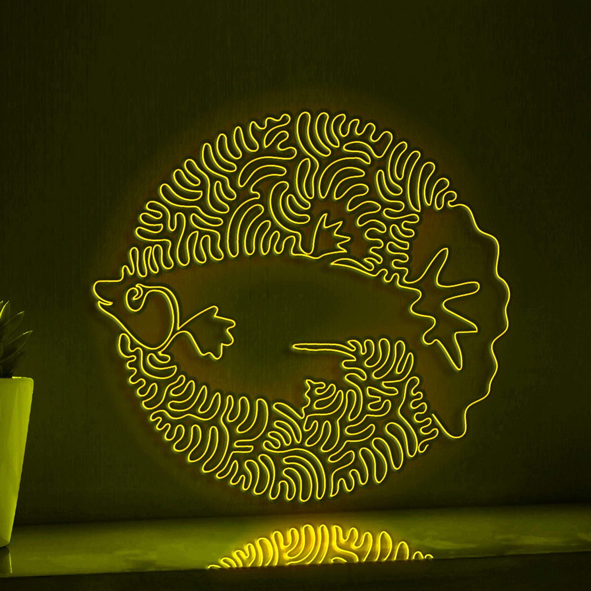 Guppy One Line EL Neon - Ocean Themed Aquarium Art Wall Decor - myneonup