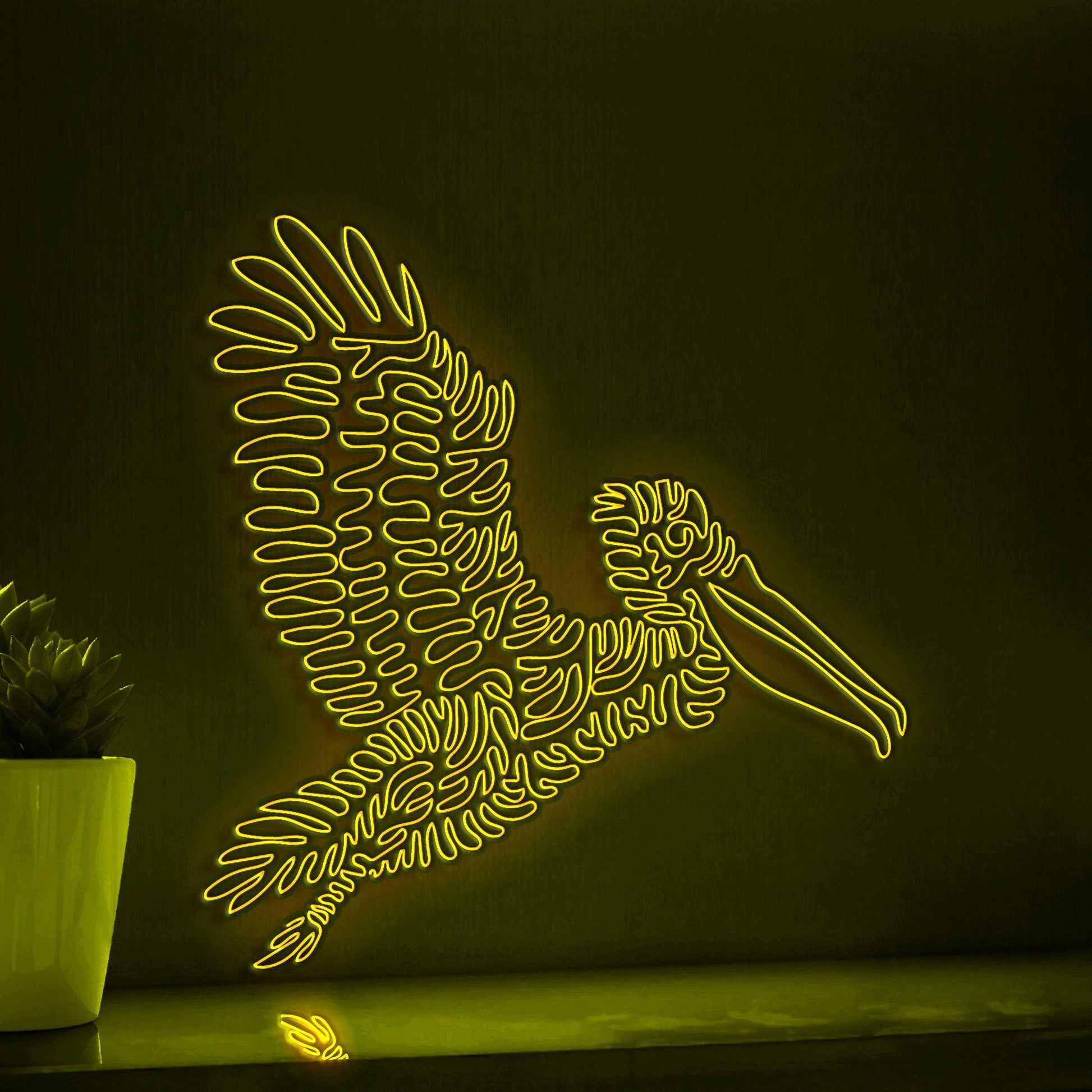 Flying Pelican EL Wire Neon Sign - Largest Bird Wall Art - myneonup