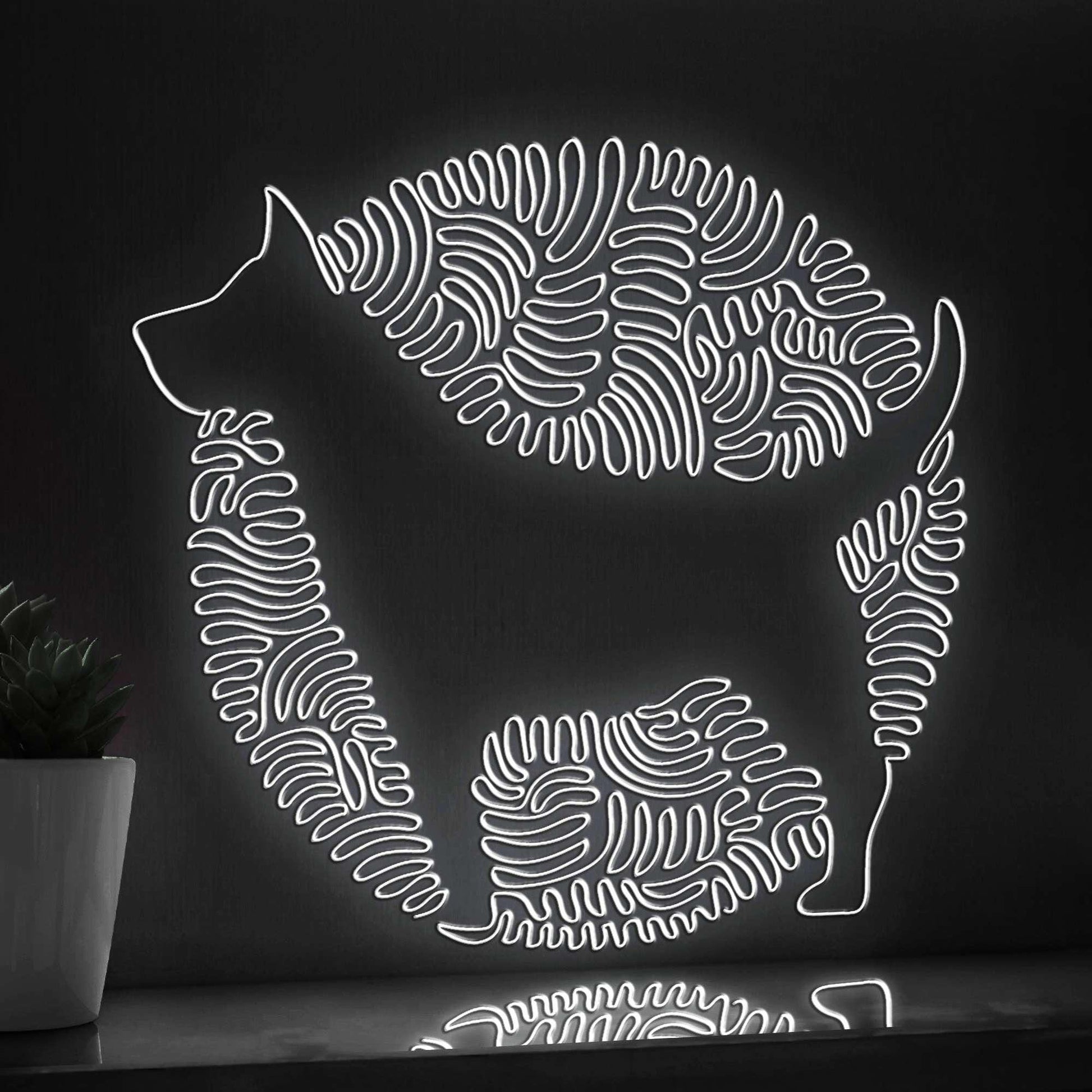 Dog One Line Art EL Wire Neon Sign - Funny Pet Circle Wall Decor - myneonup