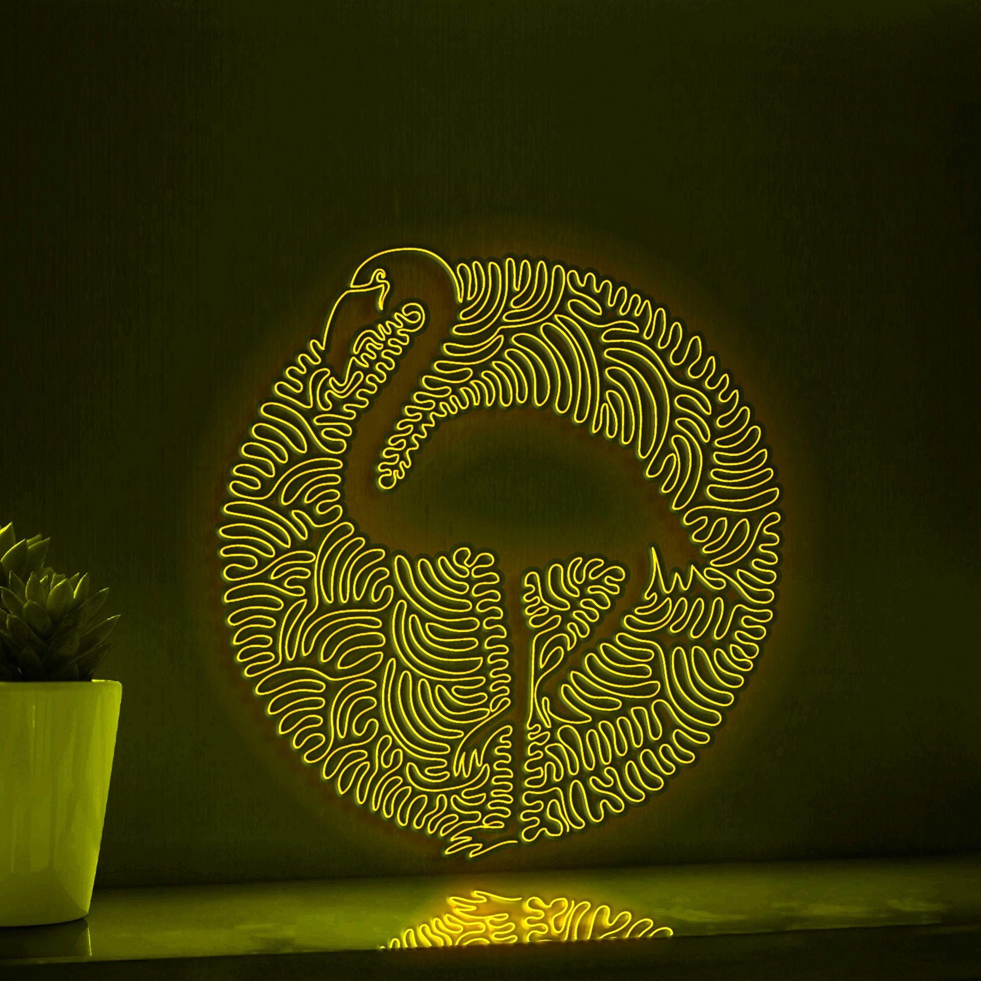 Flamingo Continuous Line EL Wire Neon Sign - Boho Abstract Wall Art Decor - myneonup